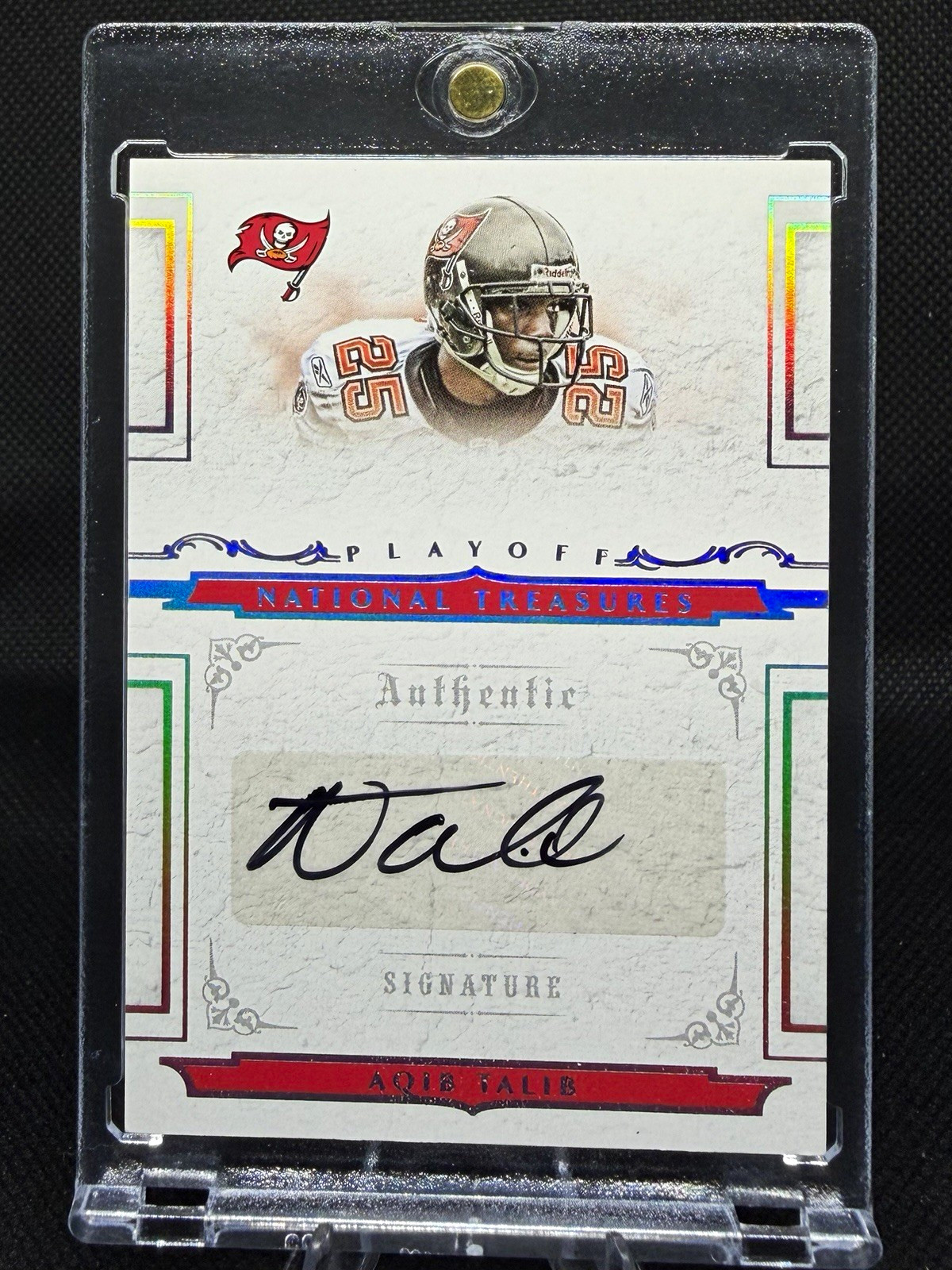 RARE 2008 Playoff National Treasures Aqib Talib Hard Signed Auto 98/99 #38 Bucs RARE 2008 Playoff National Treasures Aqib Talib Hard Signed Auto 98/99 #38 Bucs