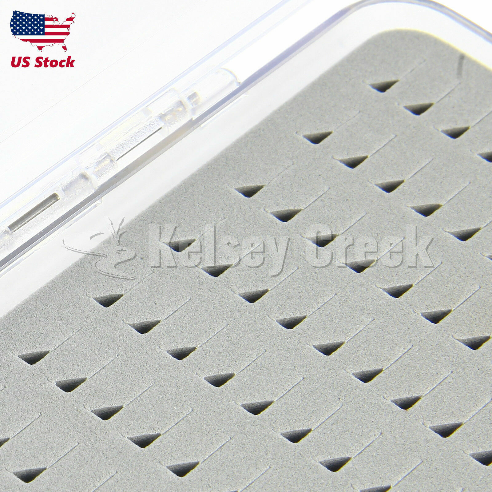 Large Slim Fly Box, Clear Lid, Easy Grip Foam, fly-fishing fly storage