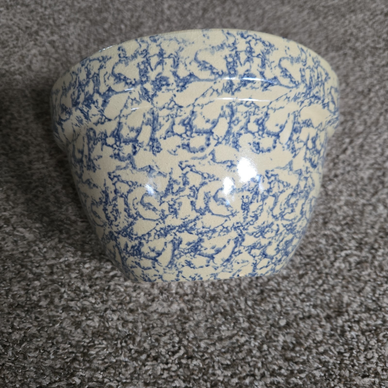 Vintage R.R.P. Co Stoneware Spongeware Pottery Mixing Bowl-9\ Vintage R.R.P. Co Stoneware Spongeware Pottery Mixing Bowl-9\