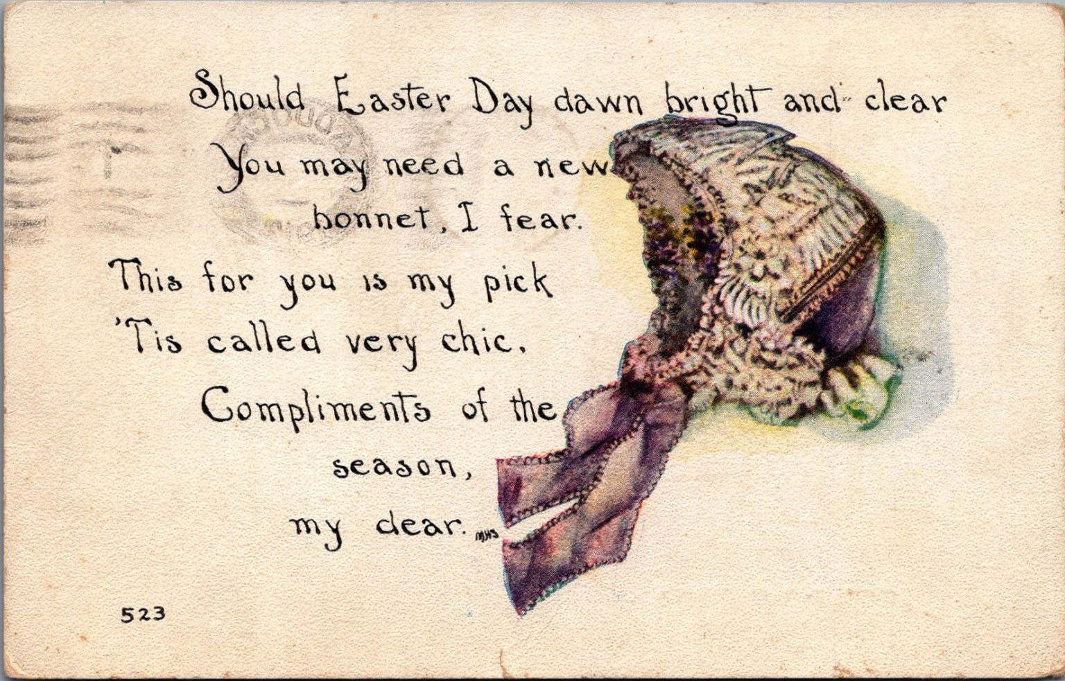 1912 Easter Bonnet Millinery Ad Postcard Braddock PA F. A. Owen