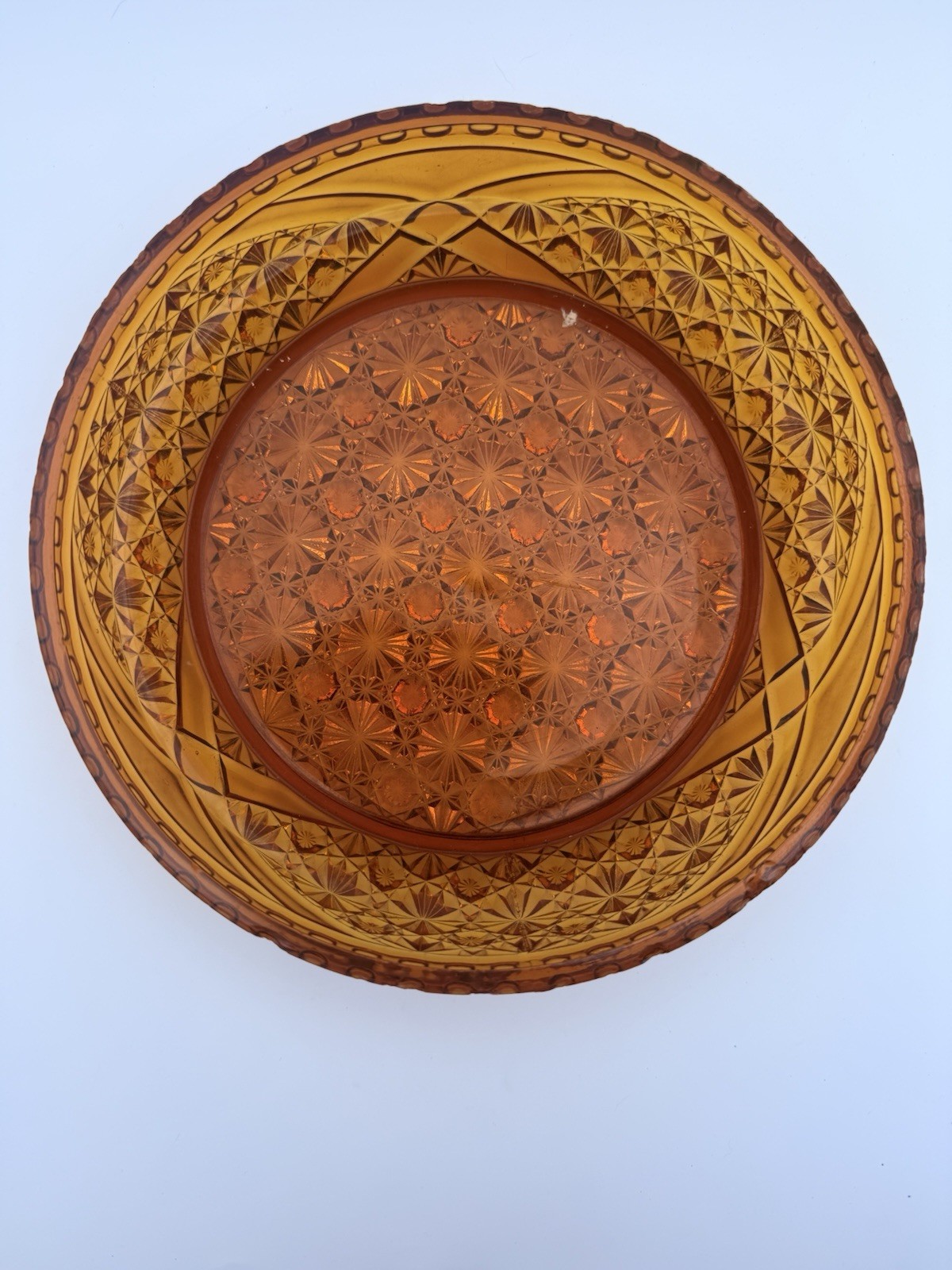 Antique EAPG Amber Daisy & Button Pressed Glass Bowl 8” Victorian c1880s Antique EAPG Amber Daisy & Button Pressed Glass Bowl 8” Victorian c1880s