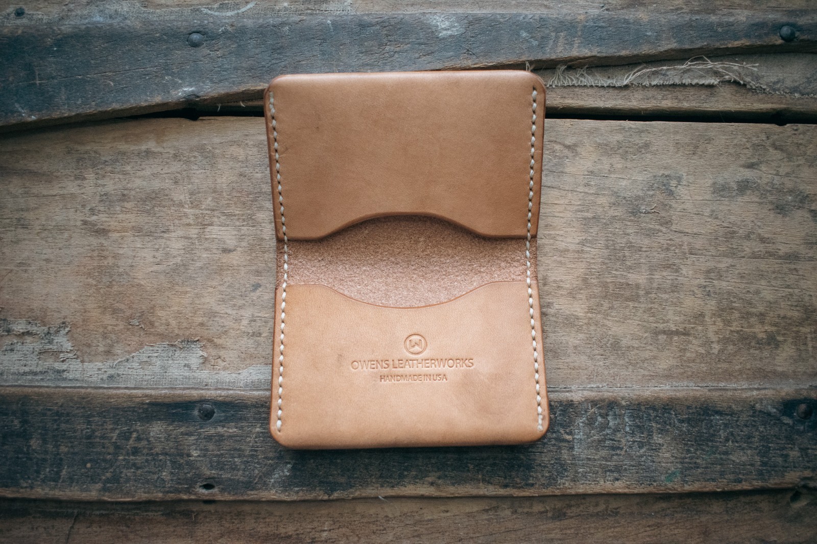 Handmade Hermann Oak Vegetable Tanned Wallet, Minimalist, B Grade, Owens LWKS Handmade Hermann Oak Vegetable Tanned Wallet, Minimalist, B Grade, Owens LWKS