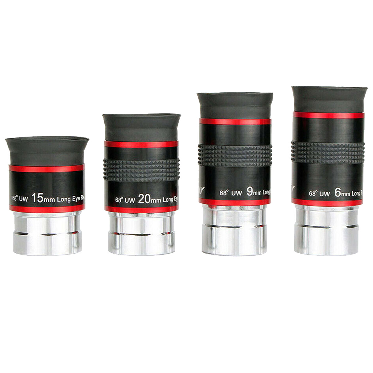 SVBONY Telescope Eyepiece 1.25'' 68° 6/9/15/20mm Ultra Wide Angle Lens FMC Set