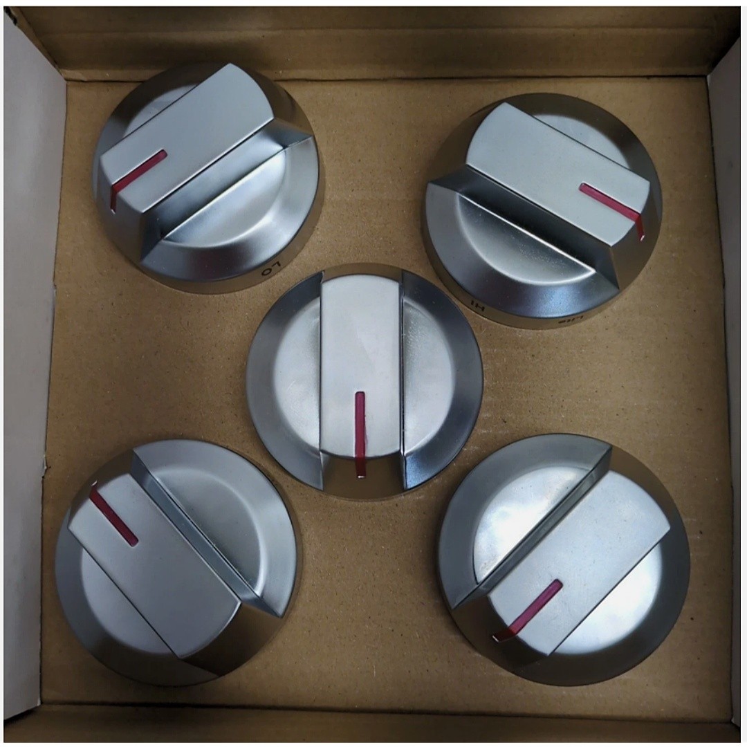 5 PCS New DG94‑03500A/Z Burner Stove Oven Knobs Fit Samsung DG94‑03950A Silver