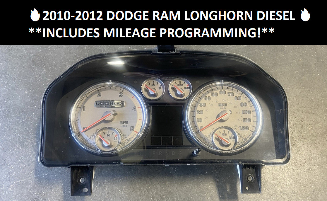 10-12 RAM LONGHORN DIESEL INSTRUMENT GAUGE CLUSTER SPEEDOMETER **MILES PROG🔥
