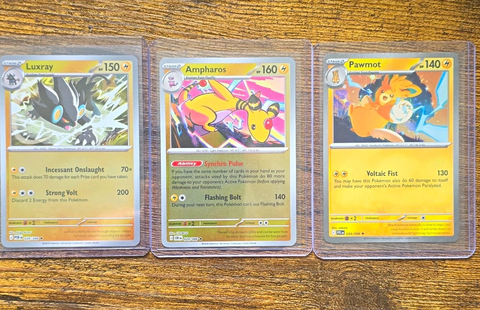 Lot of Pokemon Rare, Ampharos 029/086 Holo, Luxray 028/88 Holo, Pawmot 34/94 Lot of Pokemon Rare, Ampharos 029/086 Holo, Luxray 028/88 Holo, Pawmot 34/94