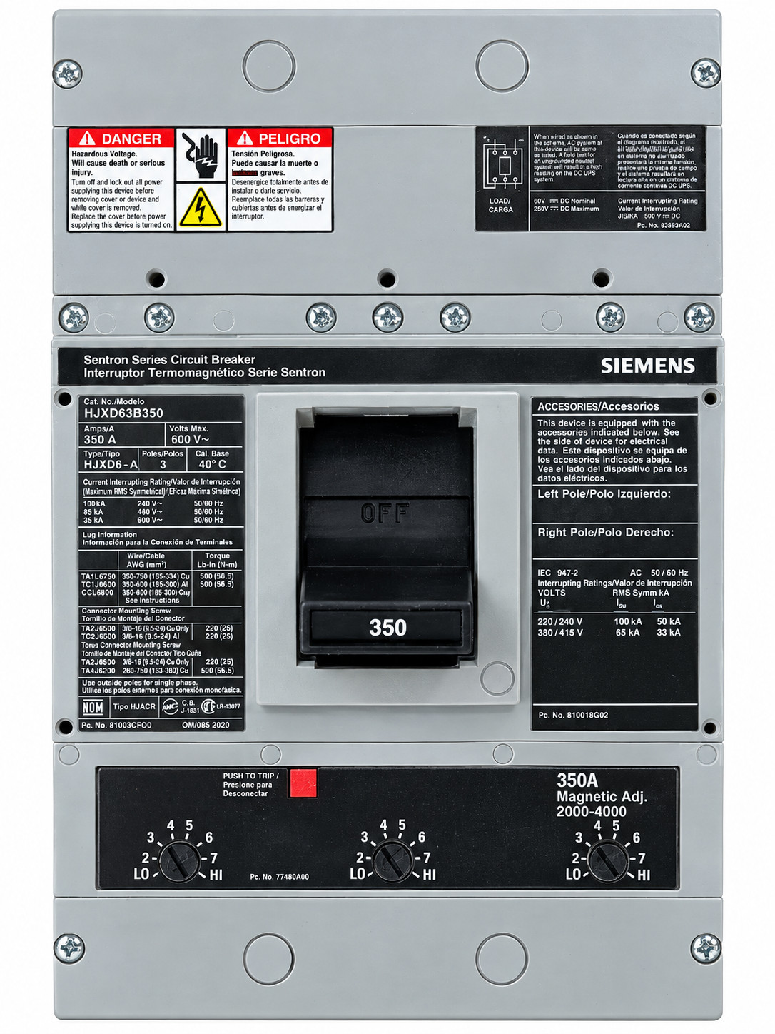 NEW TAKEOUT SIEMENS HJXD63B350 (3P-350A-600V) *SHIPS SAME DAY UPS*