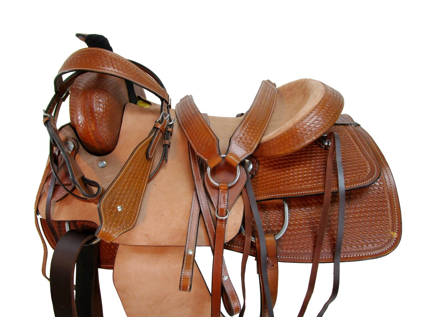 ROPING RANCH PRO WESTERN 16 17 HORSE SADDLE TOOLED LEATHER PLEASURE TACK SET