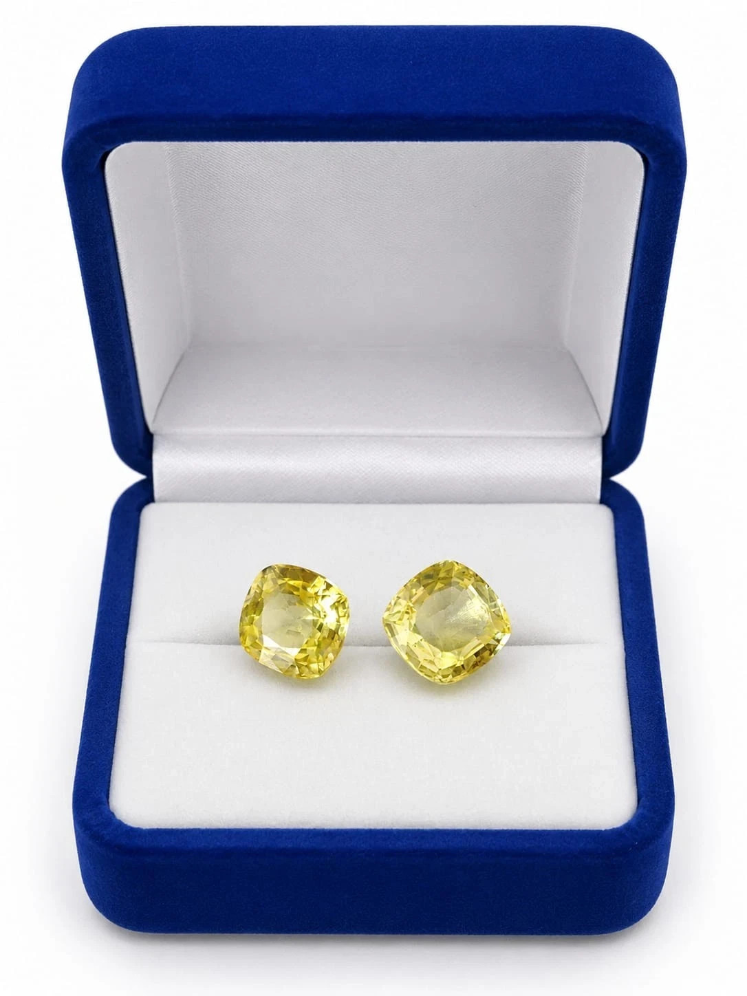 Natural Ceylon Cushion Cut 20 Ct Yellow Sapphire Certified Loose Gemstone Pair Natural Ceylon Cushion Cut 20 Ct Yellow Sapphire Certified Loose Gemstone Pair