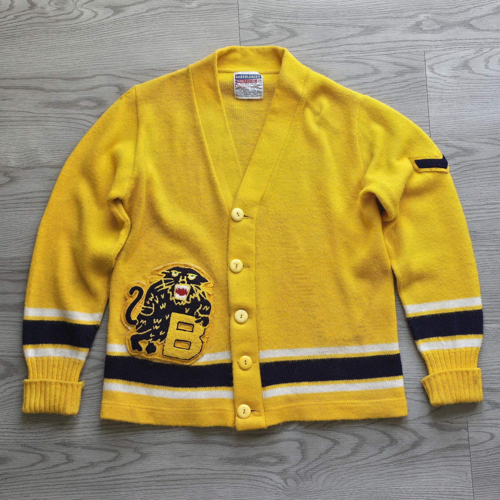 VTG 60s Varsity Wool Cardigan Letterman Sweater Chenille Patch Cheerleader XS HS VTG 60s Varsity Wool Cardigan Letterman Sweater Chenille Patch Cheerleader XS HS