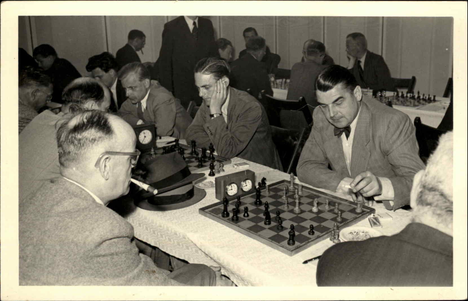 Chess Tournament c1950s-60s Real Photo Postcard Chess Tournament c1950s-60s Real Photo Postcard