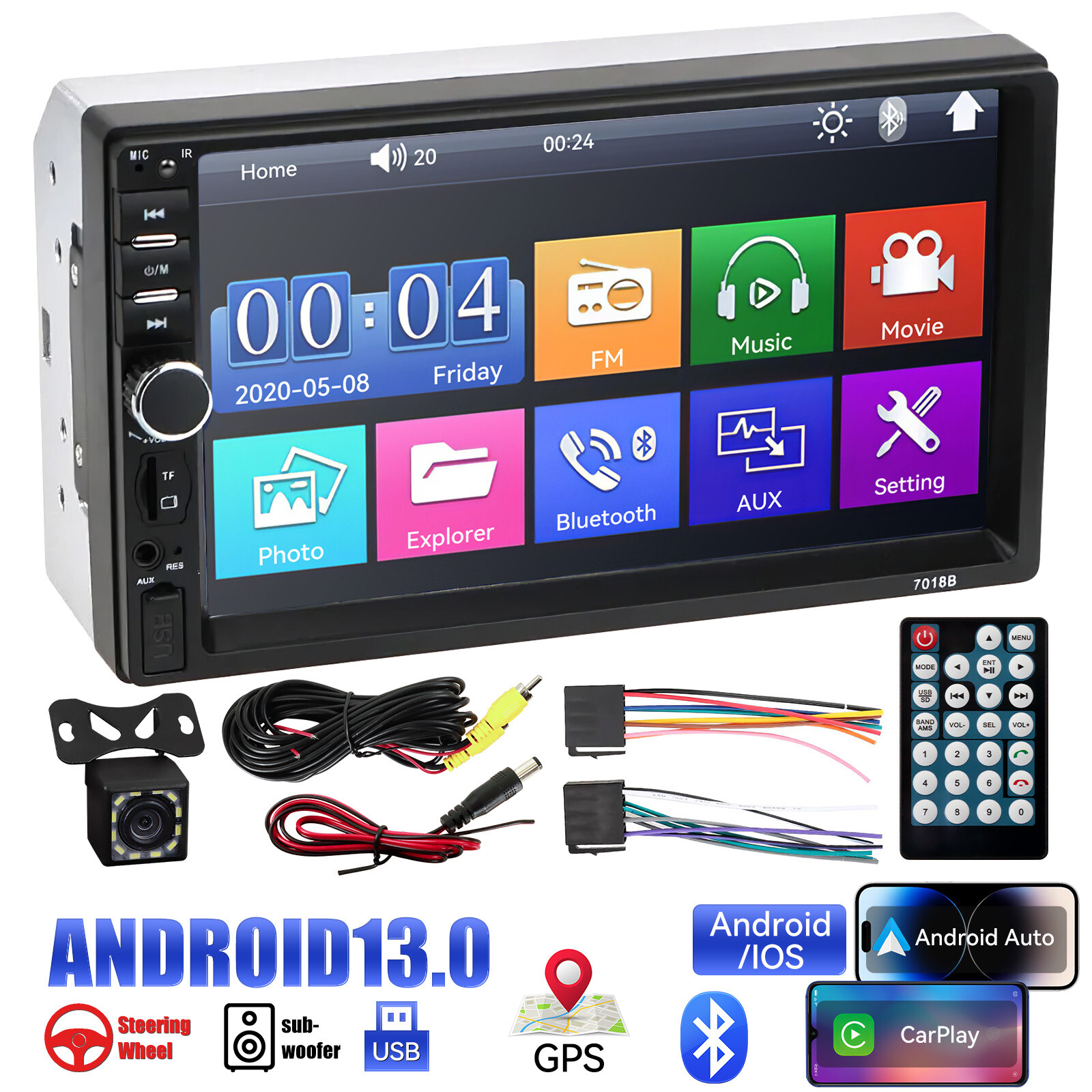 Double 2 Din 7” Car Stereo Touch Screen Car Radio Apple CarPlay Android Auto BT Double 2 Din 7” Car Stereo Touch Screen Car Radio Apple CarPlay Android Auto BT