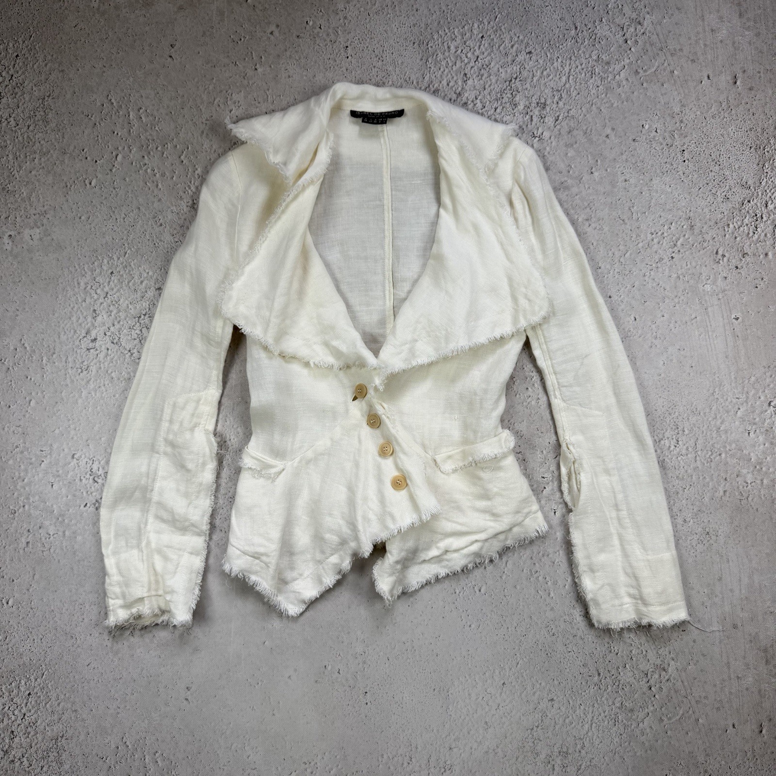 Isabel De Pedro Me Cat Vintage Linen Women Avant Garde Y2k Jacket Size US4 EU 38