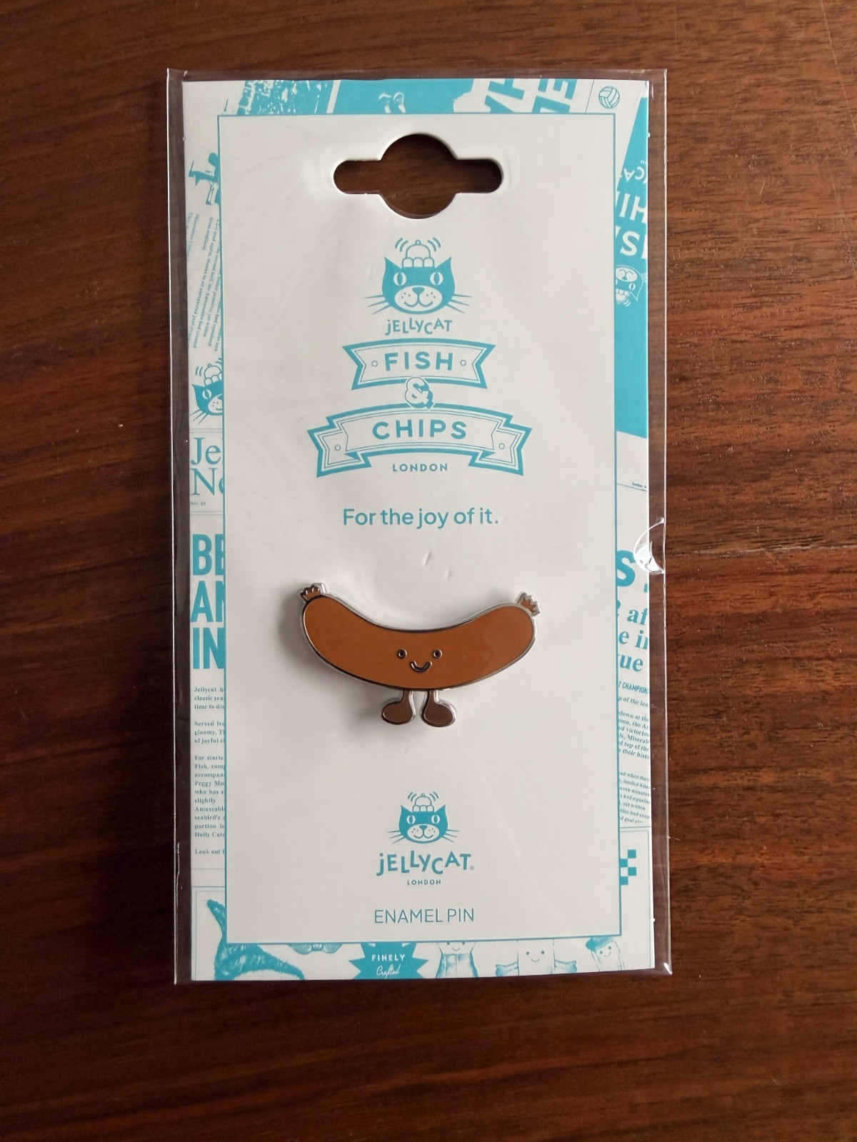 Jellycat Fish and Chips Experience SAUSAGE PIN London Summer 2025 Jellycat Fish and Chips Experience SAUSAGE PIN London Summer 2025