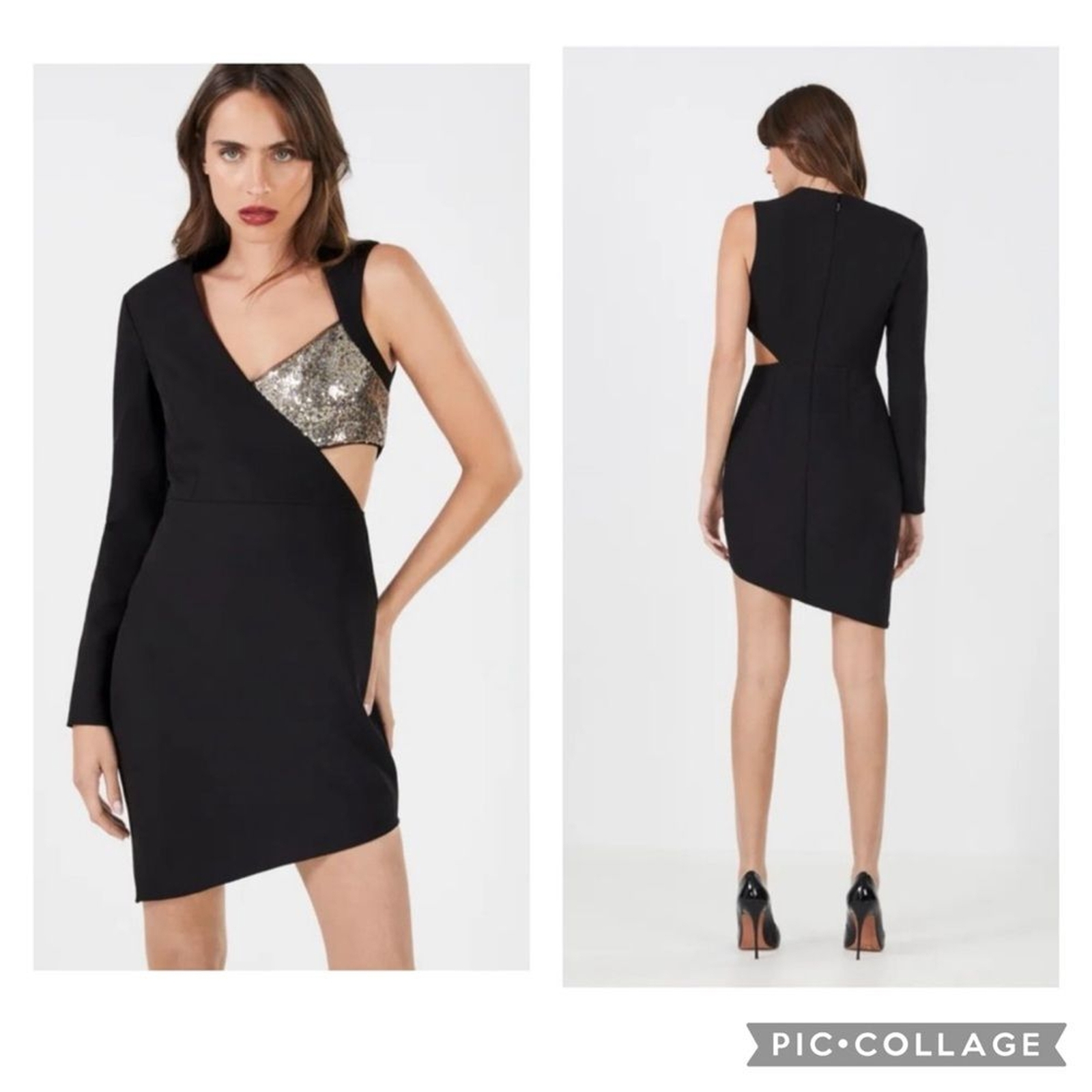 NWT BCBGMAXAZRIA Size 2 Hayden Cutout Sparkle Mini Dress In Black Combo Women’s NWT BCBGMAXAZRIA Size 2 Hayden Cutout Sparkle Mini Dress In Black Combo Women’s