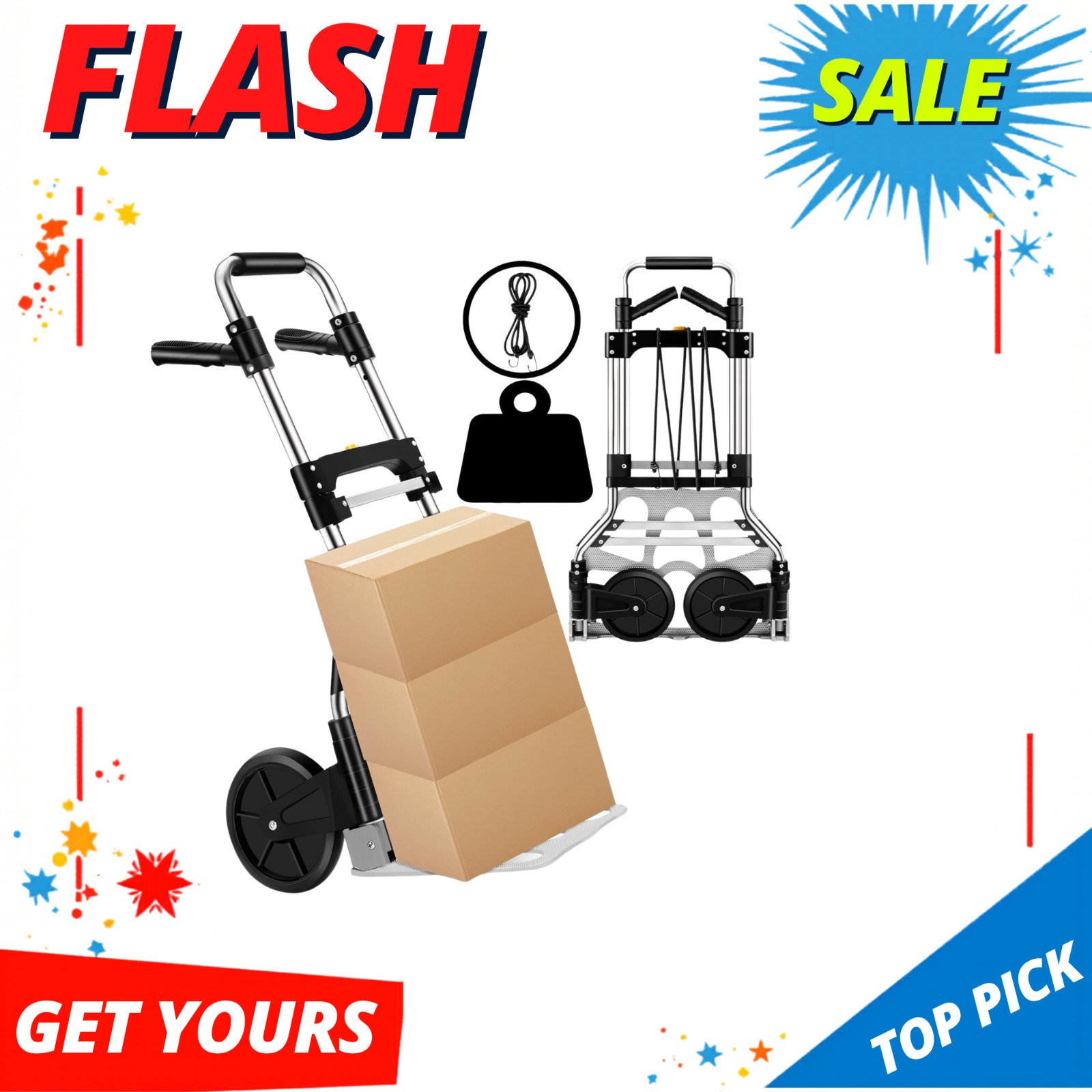 NEW Folding Hand Truck Dolly Cart 330LB Aluminum Telescoping Handle Wheels