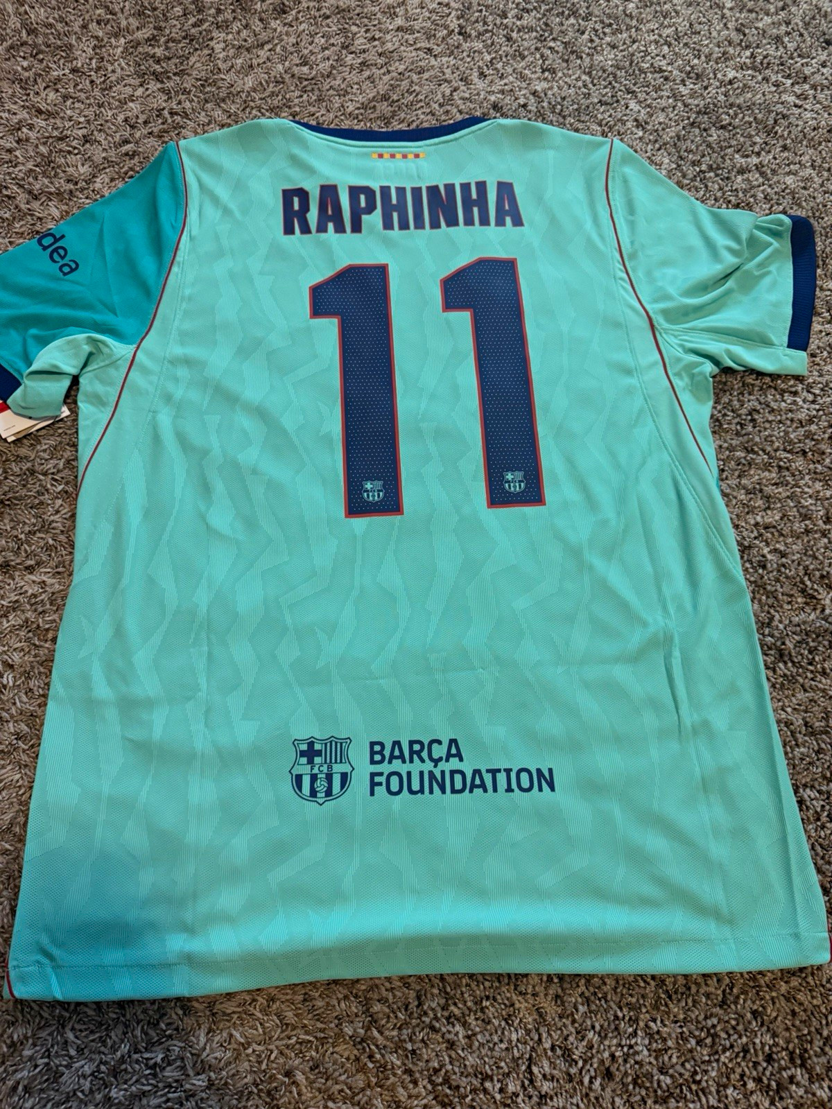Nike FC Barcelona Soccer Jersey Raphinha #11 L Teal/Navy autentic player version Nike FC Barcelona Soccer Jersey Raphinha #11 L Teal/Navy autentic player version