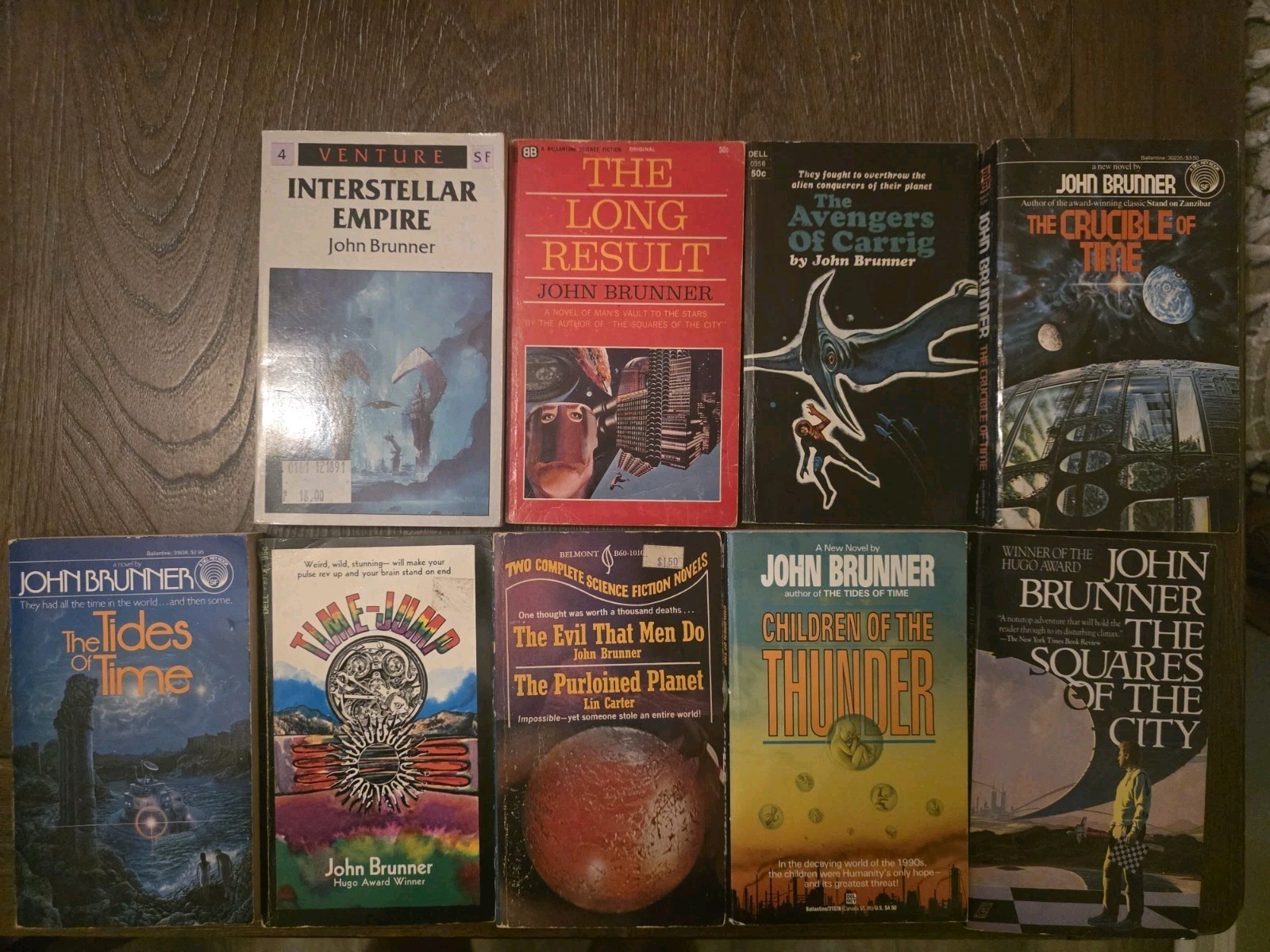 John Brunner 9 Book Vintage Sci-Fi Paperback Lot Squares City Crucible Time
