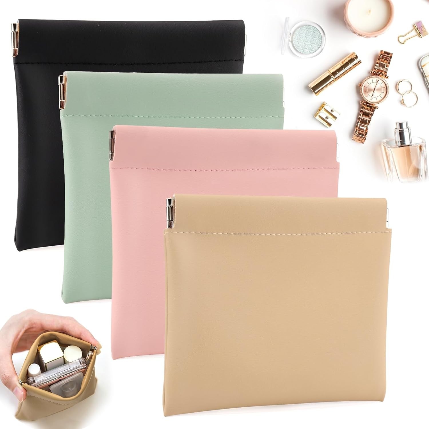 4 PCS Small Makeup Bag for Purse, Mini Portable Cosmetic Bags for Women