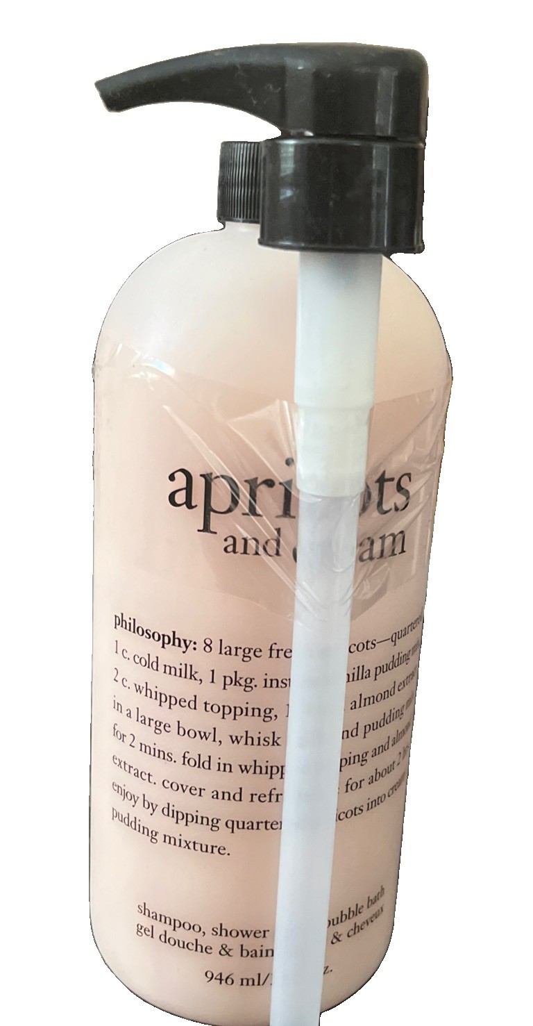 Philosophy APRICOTS & CREAM Shampoo Shower Gel Bubble Bath 32oz With Pump Sealed Philosophy APRICOTS & CREAM Shampoo Shower Gel Bubble Bath 32oz With Pump Sealed