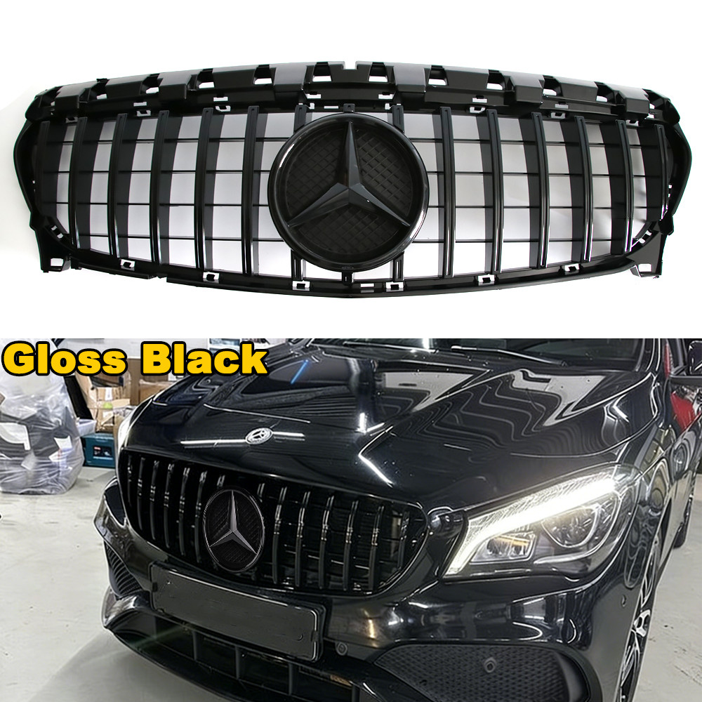 For 2013-2019 Mercedes Benz W117 CLA200 CLA250 Black Front Bumper Grill W/Emblem