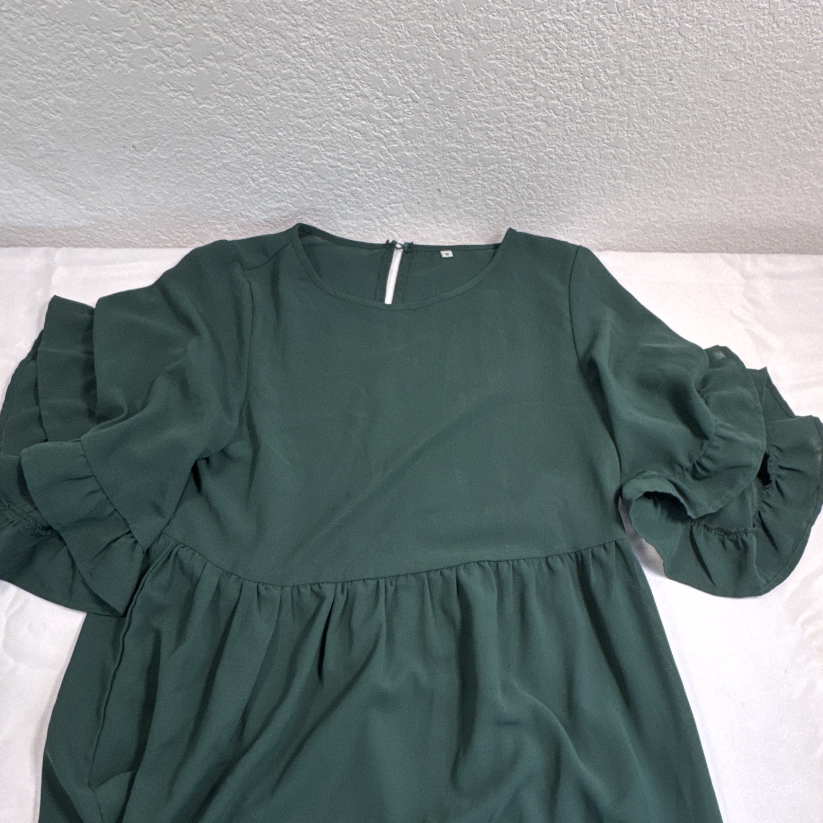 SHEIN Women’s M Green Solid Fit & Flare Ruffle Long Sleeve Midi Button Dress SHEIN Women’s M Green Solid Fit & Flare Ruffle Long Sleeve Midi Button Dress