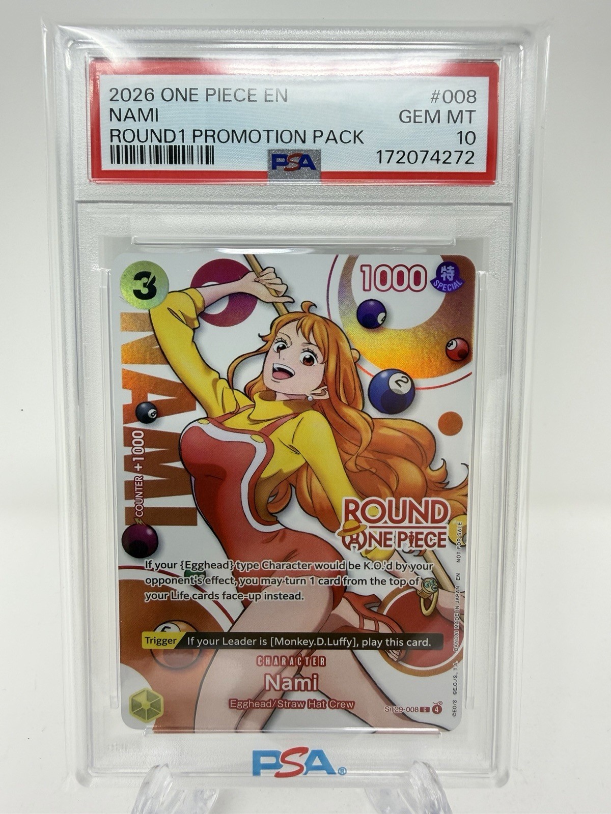 2026 One Piece ROUND1 Promotion Pack #008 NAMI PSA 10 2026 One Piece ROUND1 Promotion Pack #008 NAMI PSA 10