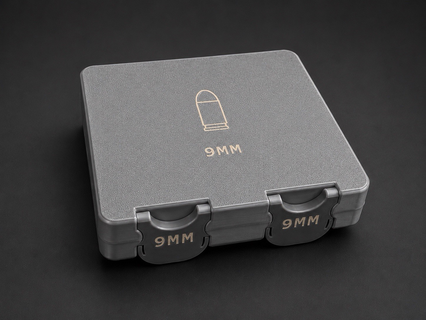 100 Round 9mm Ammo Box | Storage Case | Gray & Beige Organizer Case with Latch