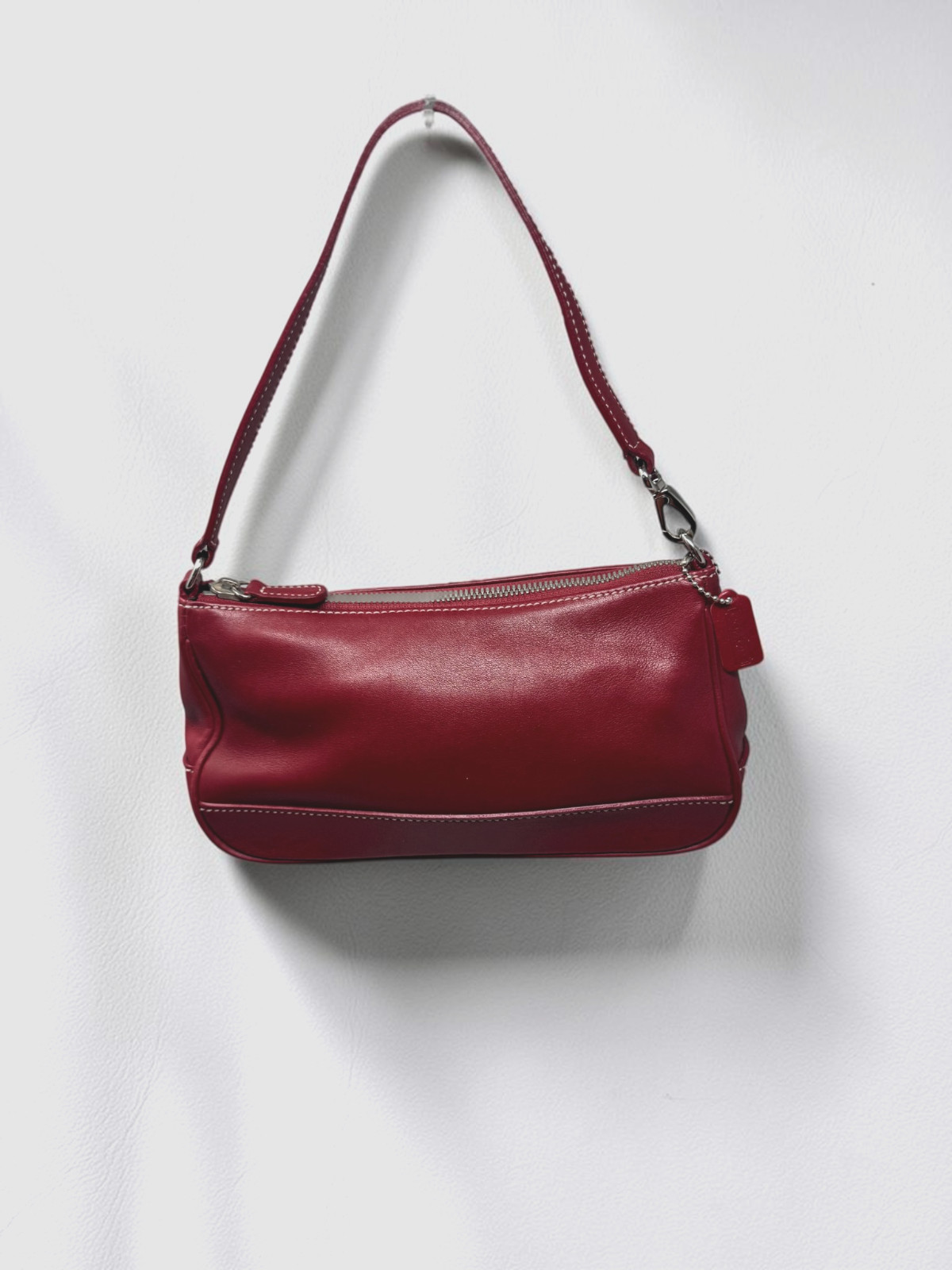 Coach Vintage Hamptons Cherry Red Leather Pouch Demi Small Bag Convertible Y2K