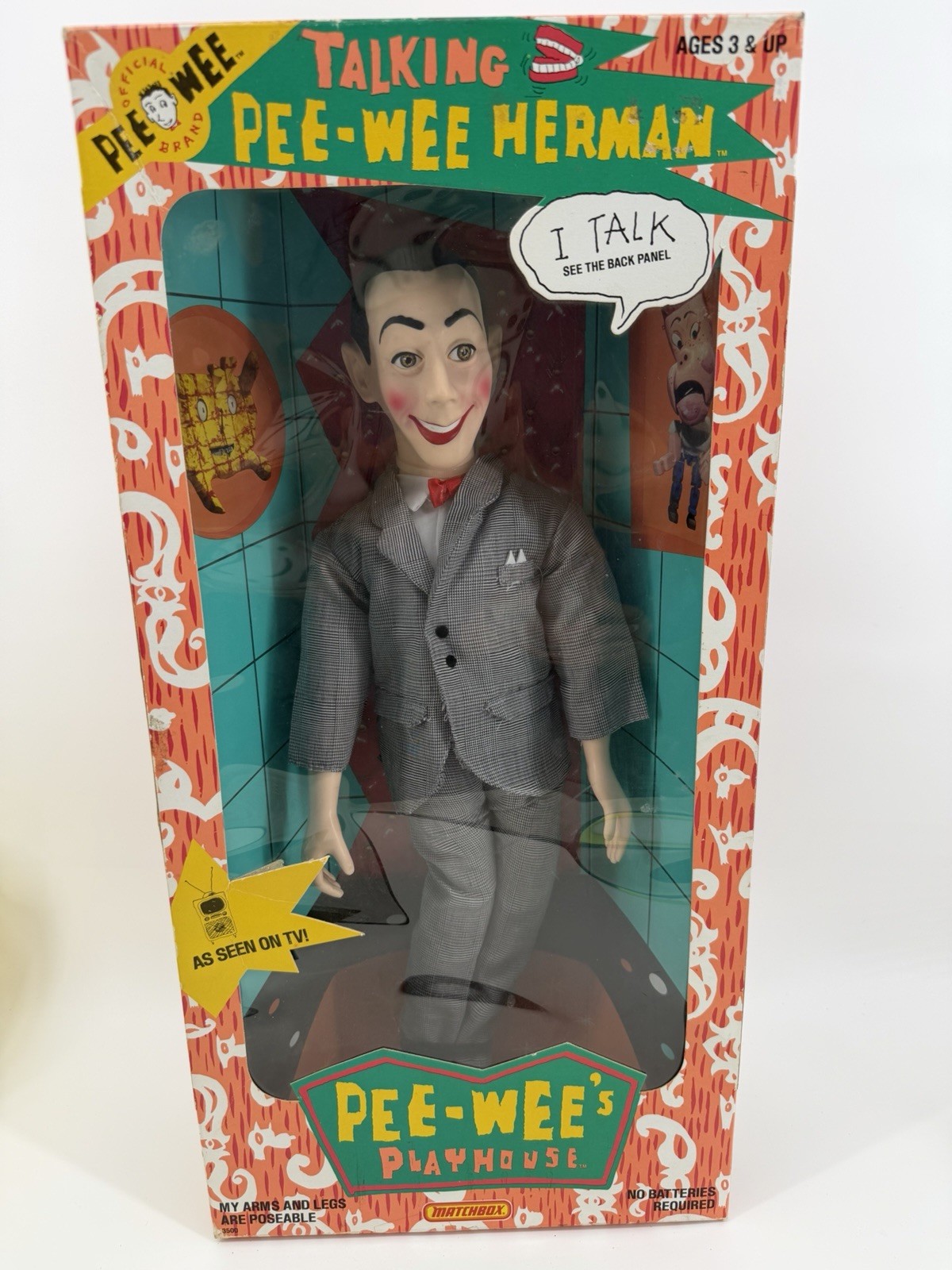 Vintage 1987 Pee-Wee Herman Talking Pull String Doll 18” Works NIB w/ Box Wear Vintage 1987 Pee-Wee Herman Talking Pull String Doll 18” Works NIB w/ Box Wear