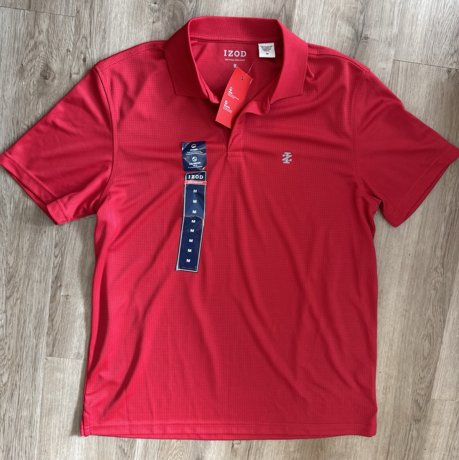 IZOD Performance Men\'s Moisture Wicking UV Red Short Sleeve Polo Shirt M IZOD Performance Men\'s Moisture Wicking UV Red Short Sleeve Polo Shirt M