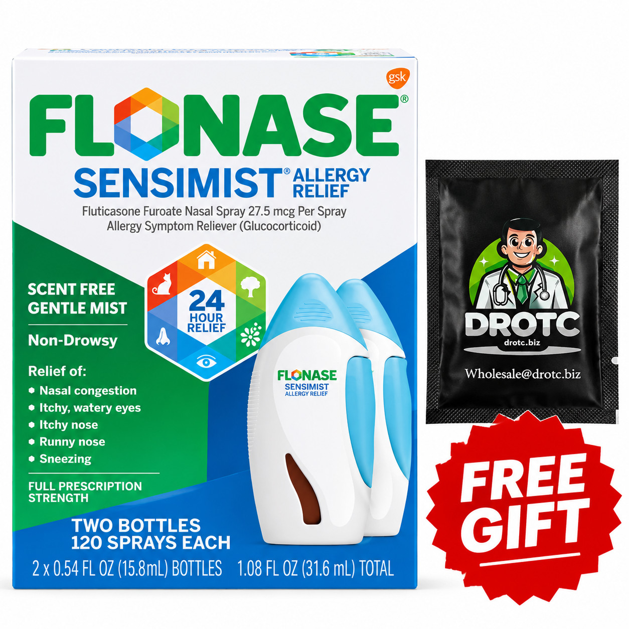 Flonase Sensimist Allergy Relief Nasal Spray 120 Each Twin Pack + Free Wipe 6/27 Flonase Sensimist Allergy Relief Nasal Spray 120 Each Twin Pack + Free Wipe 6/27
