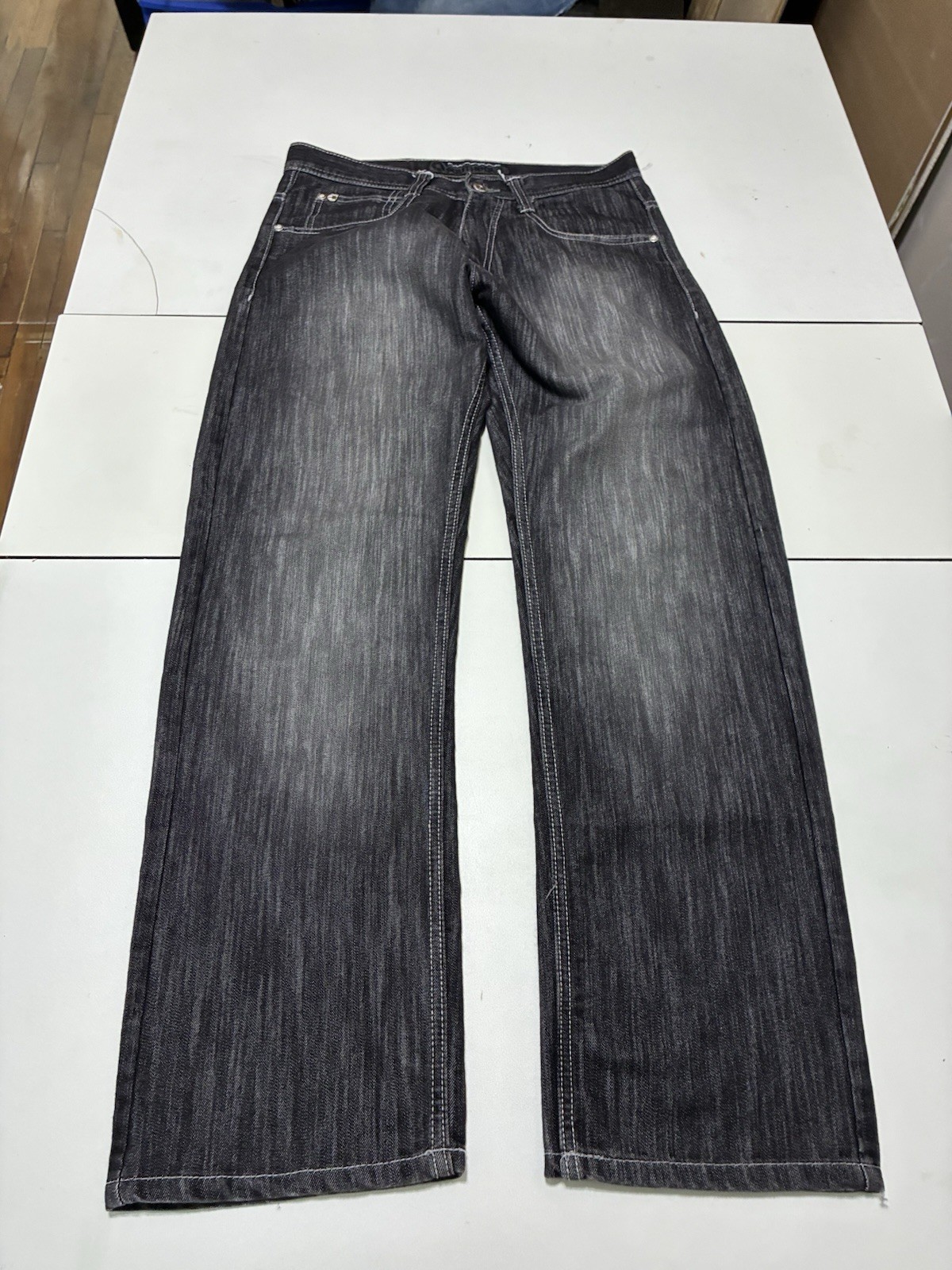 Vintage Southpole Jeans 32x32 Black Wash Baggy Tan Tab Y2K Skater Grunge Cyber
