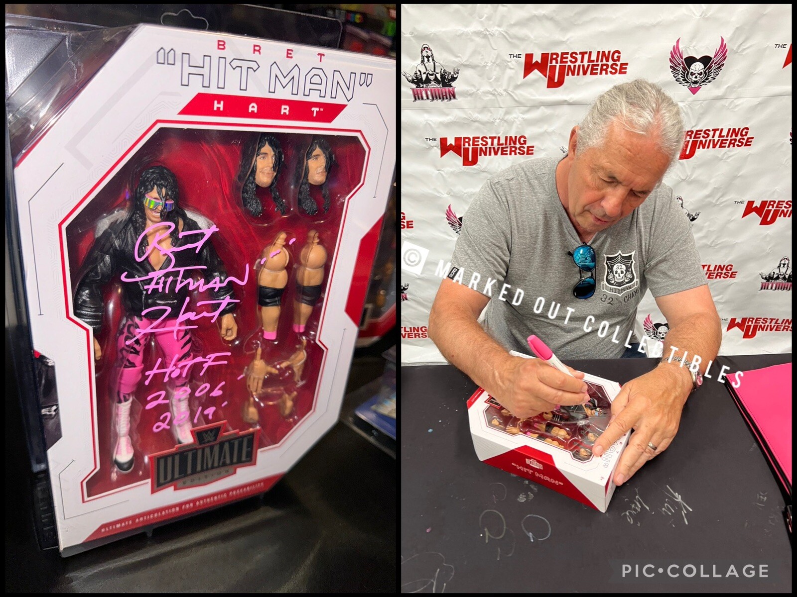 WWE BRET HART Signed Autographed Mattel Ultimate Figure - PROOF INSCRIPTION