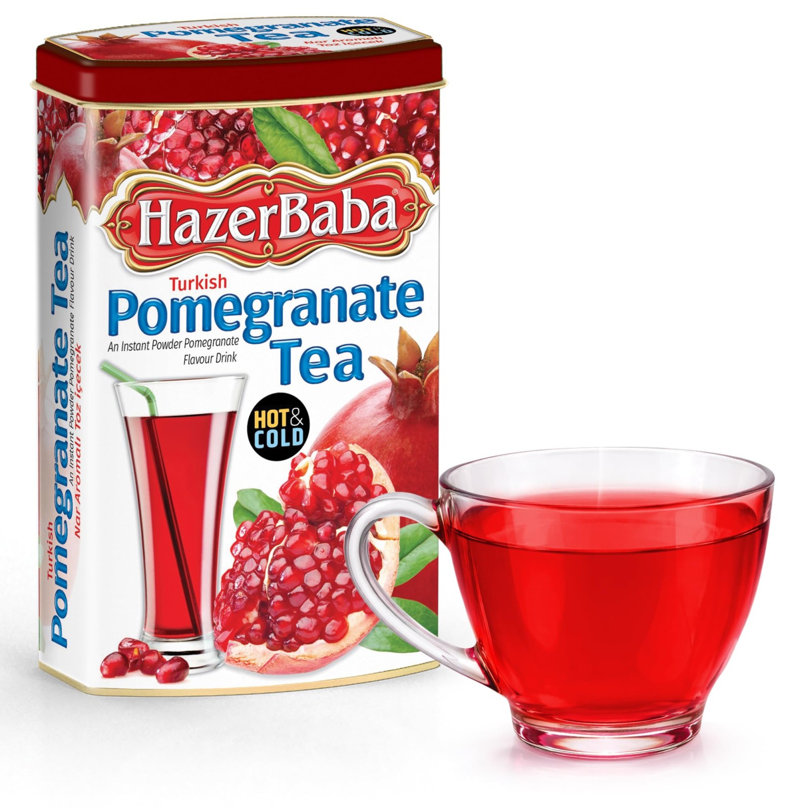 Hazer Baba Instant Drink Mix with Pomegranate Flavor, 8.8oz (Pack of 1), Fruity