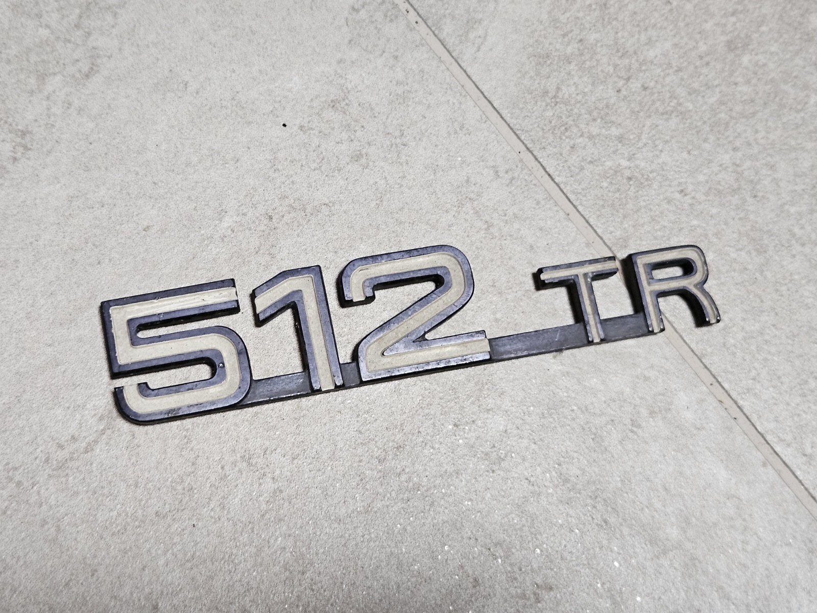 Genuine Ferrari 512 TR Rear Grille Emblem Badge Script - Genuine OEM Vintage
