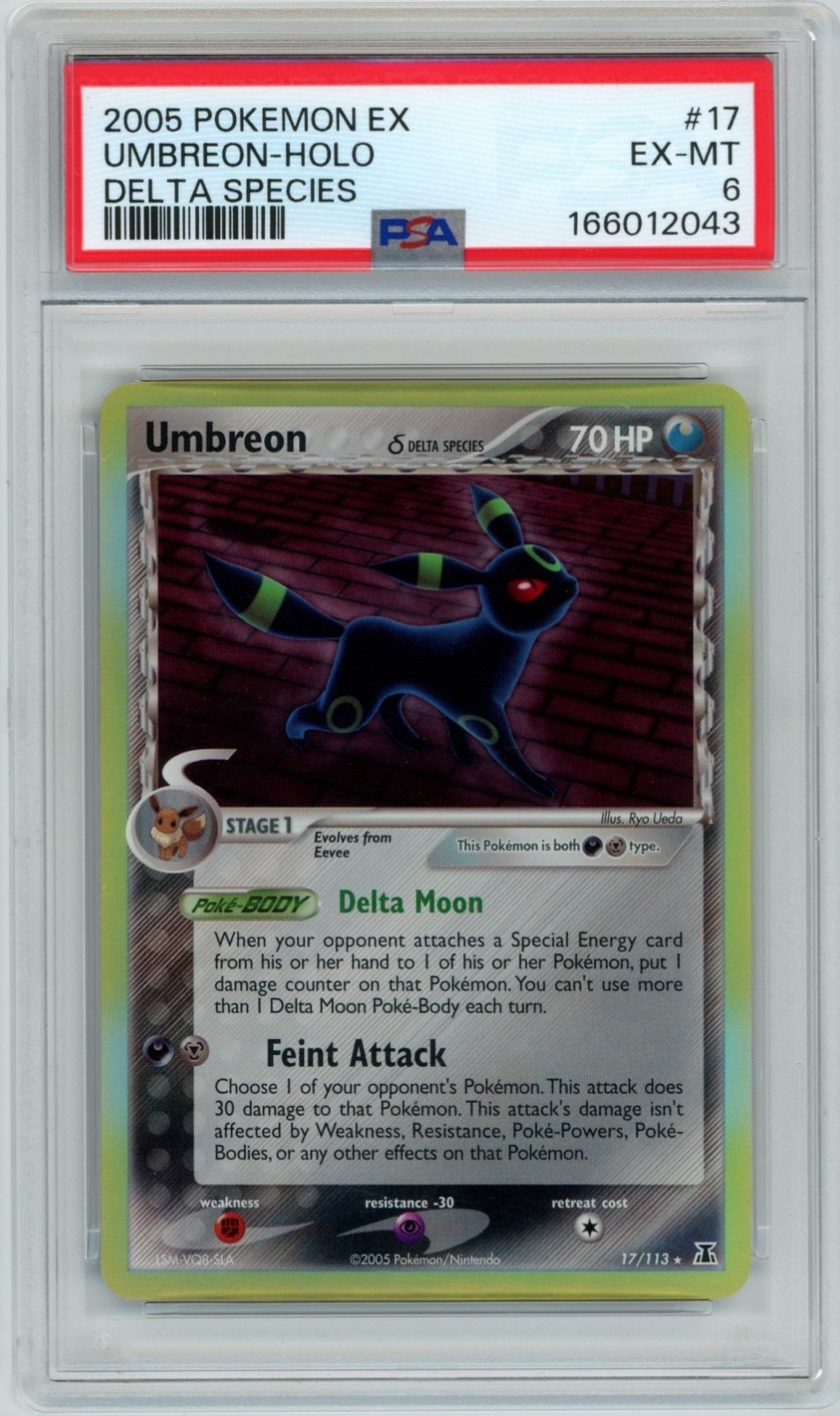 2005 Pokemon EX Umbreon Delta Species Holo Graded - PSA 6 2005 Pokemon EX Umbreon Delta Species Holo Graded - PSA 6