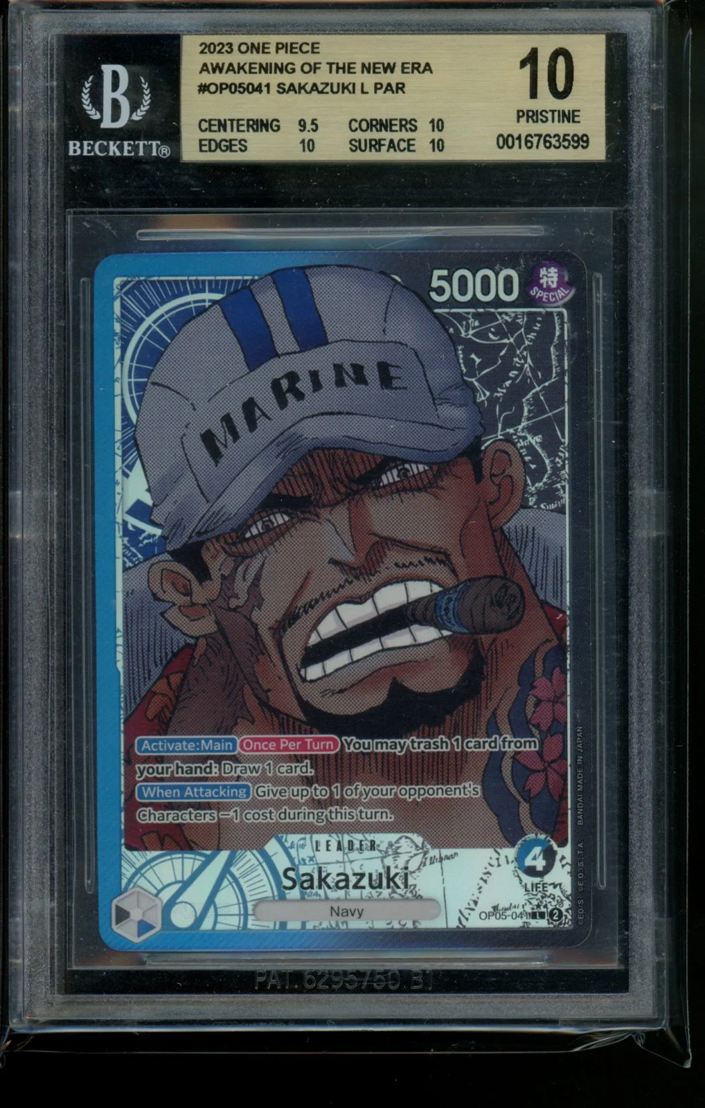 2023 One Piece Op05-Awakening Of The New Era Sakazuki Alternate Art #041 BGS 10 2023 One Piece Op05-Awakening Of The New Era Sakazuki Alternate Art #041 BGS 10