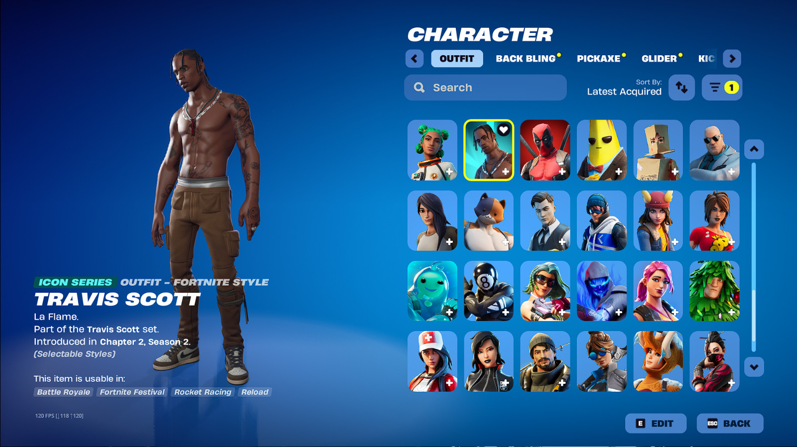 Travis Scott / Lara Craft / Midas/ Rose Team Learder Fortnite