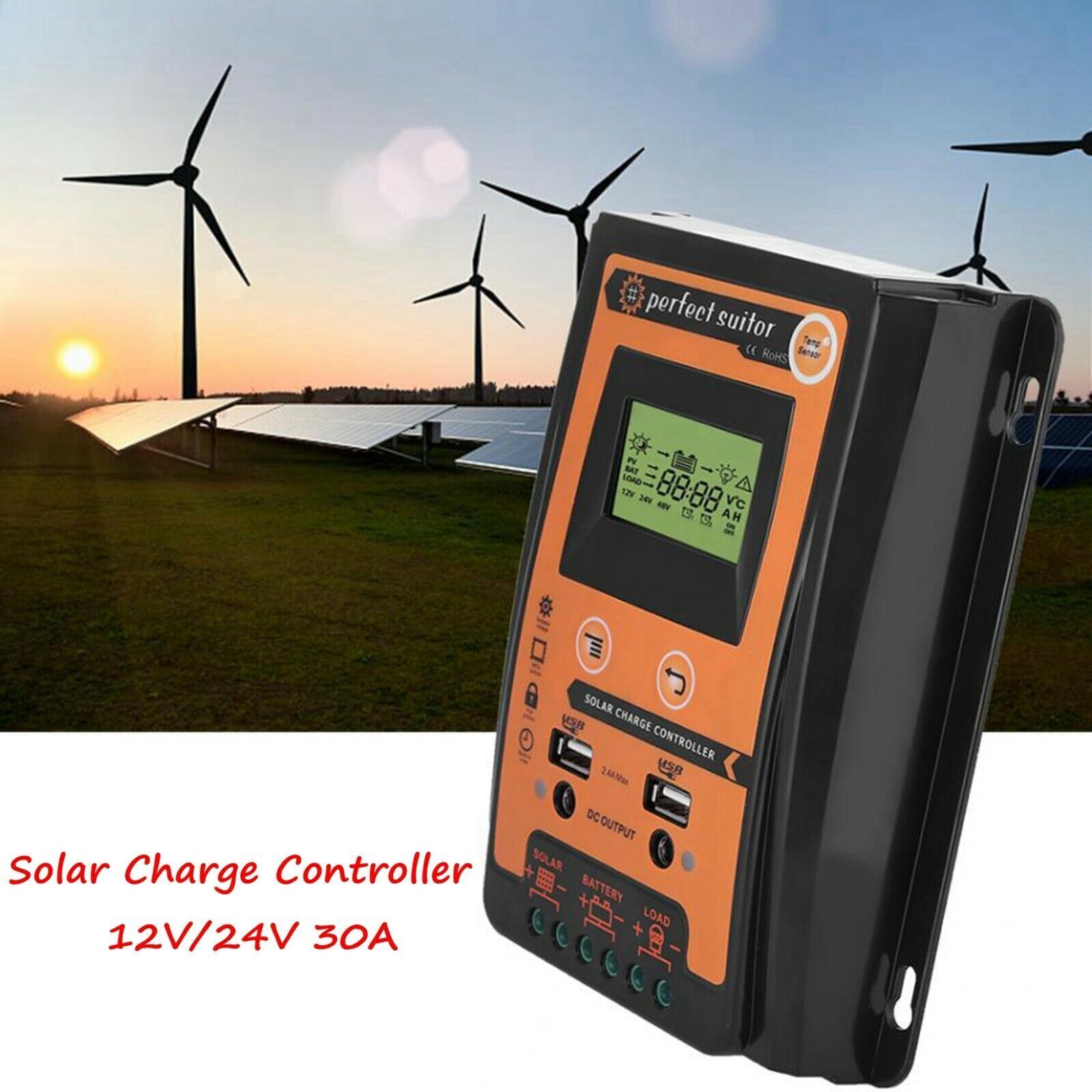 US 12/24V 10A-100A MPPT Solar Charge Controller Panel Battery Regulator Dual USB