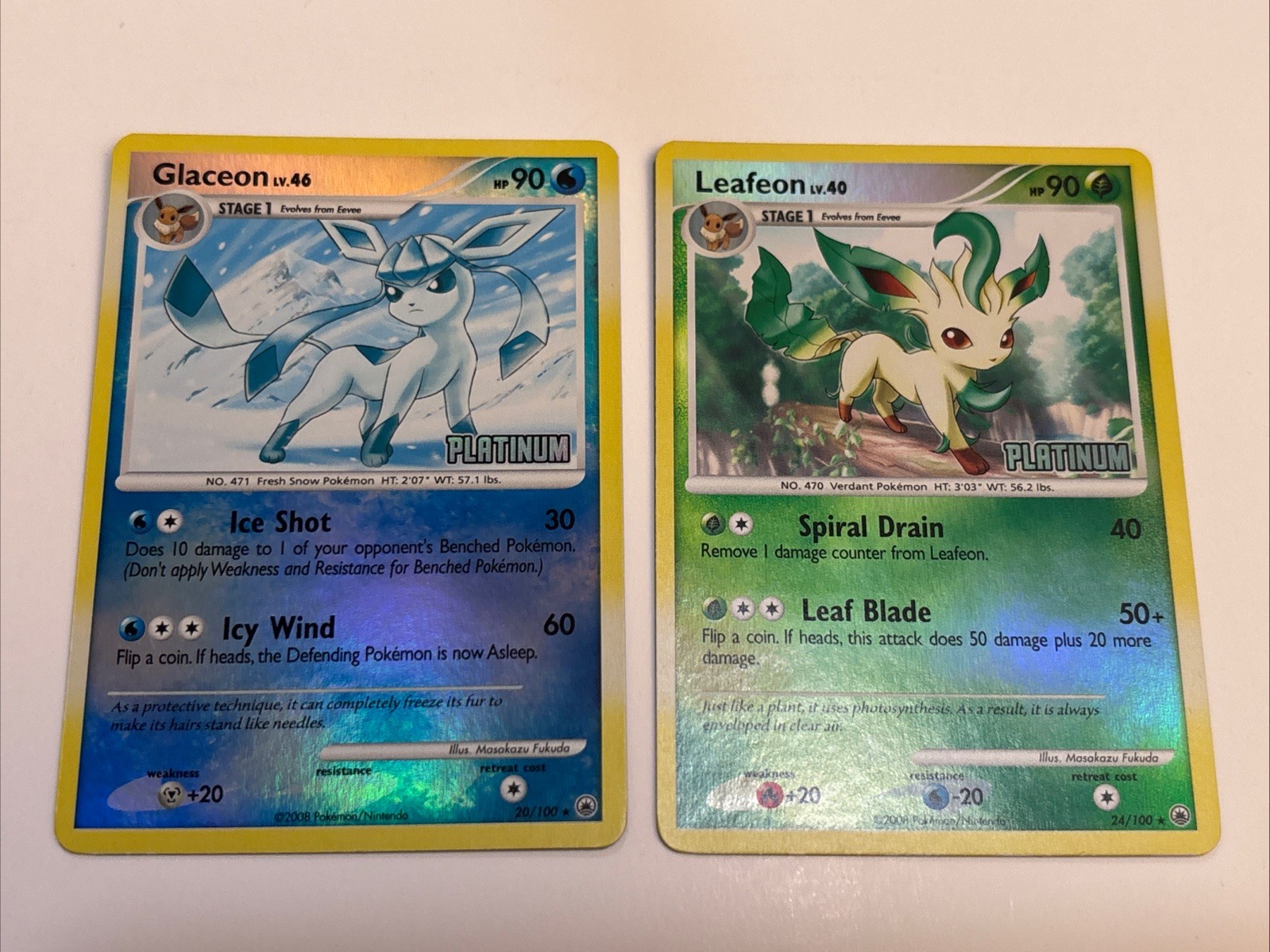 2008 Pokemon Leafeon 24/100 And Glaceon 20/100 Promo Near Mint Set
