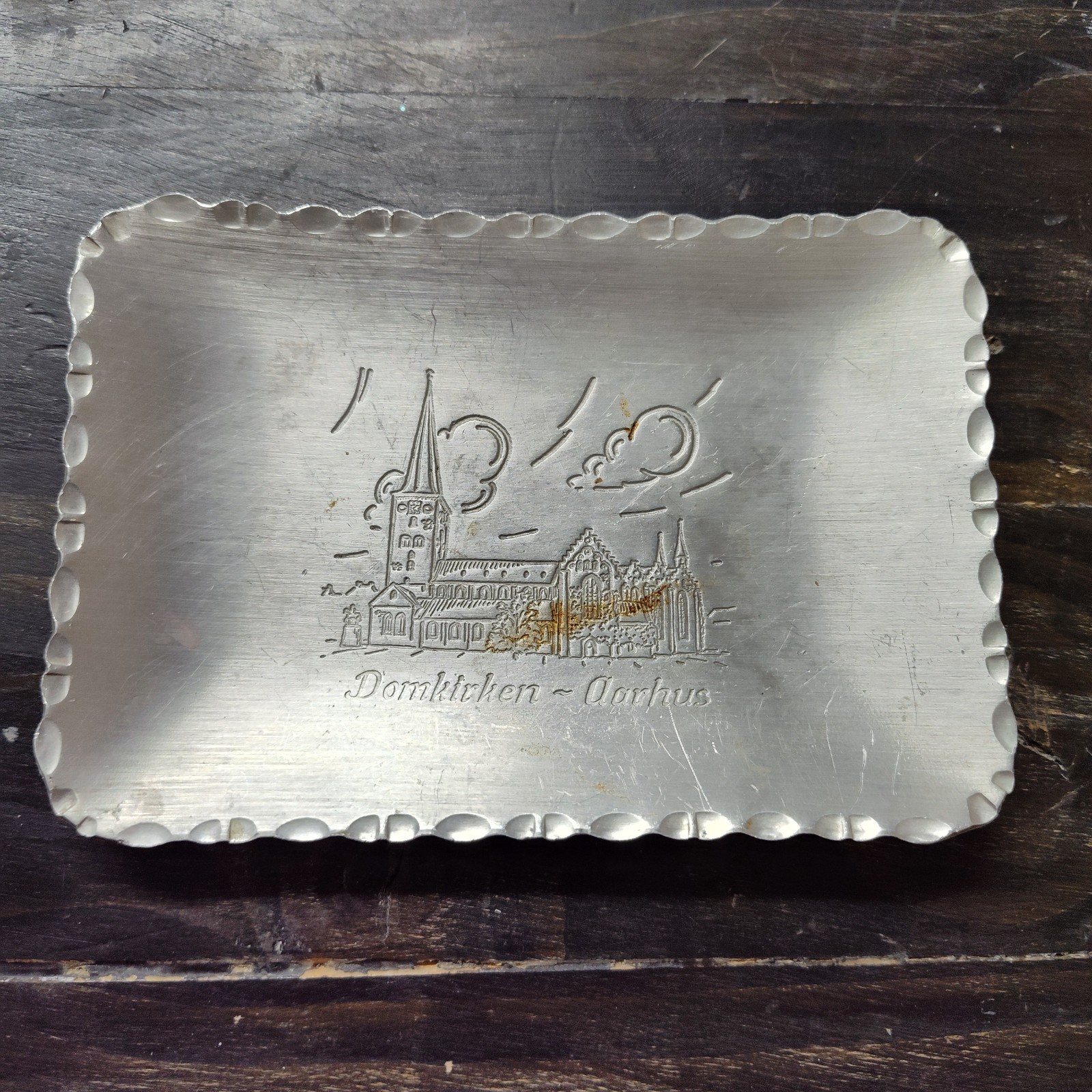 Aarhus Cathedral Denmark – 50’s Vintage Brushed Alu-Tinn Trinket Dish