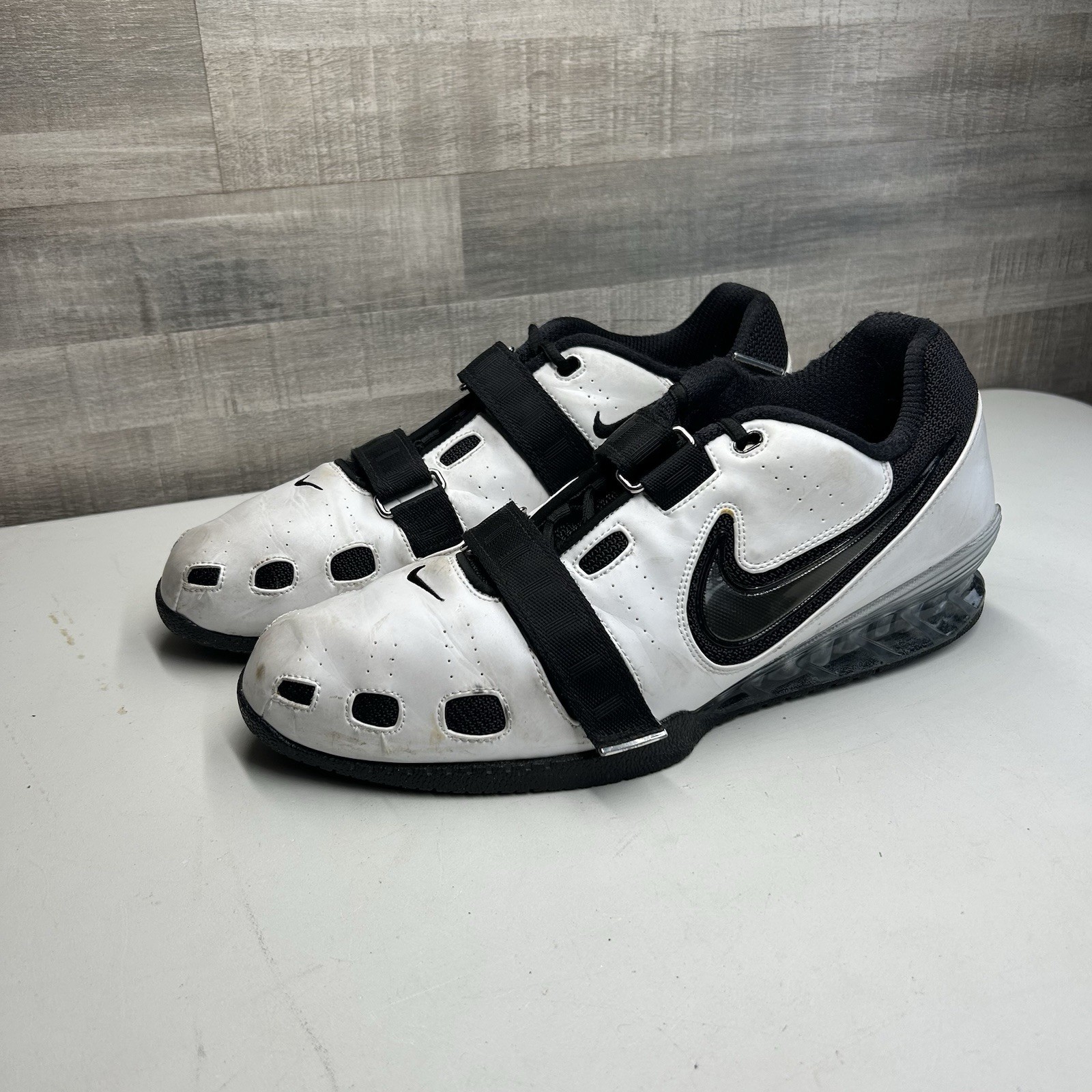 Nike Romaleos 2 Black Leather White Weightlifting Shoes - US Men’s Size 14 Nike Romaleos 2 Black Leather White Weightlifting Shoes - US Men’s Size 14