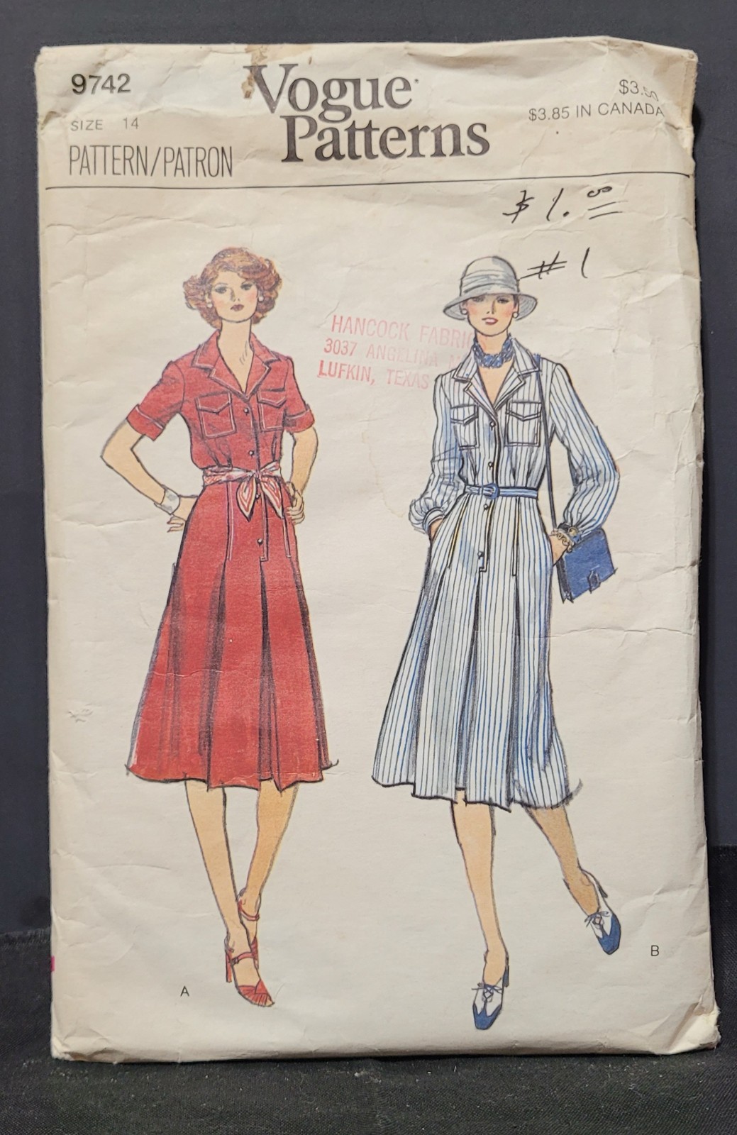 Vintage Vogue Patterns 9742 Misses Dress Size 14 *Cut But Complete*