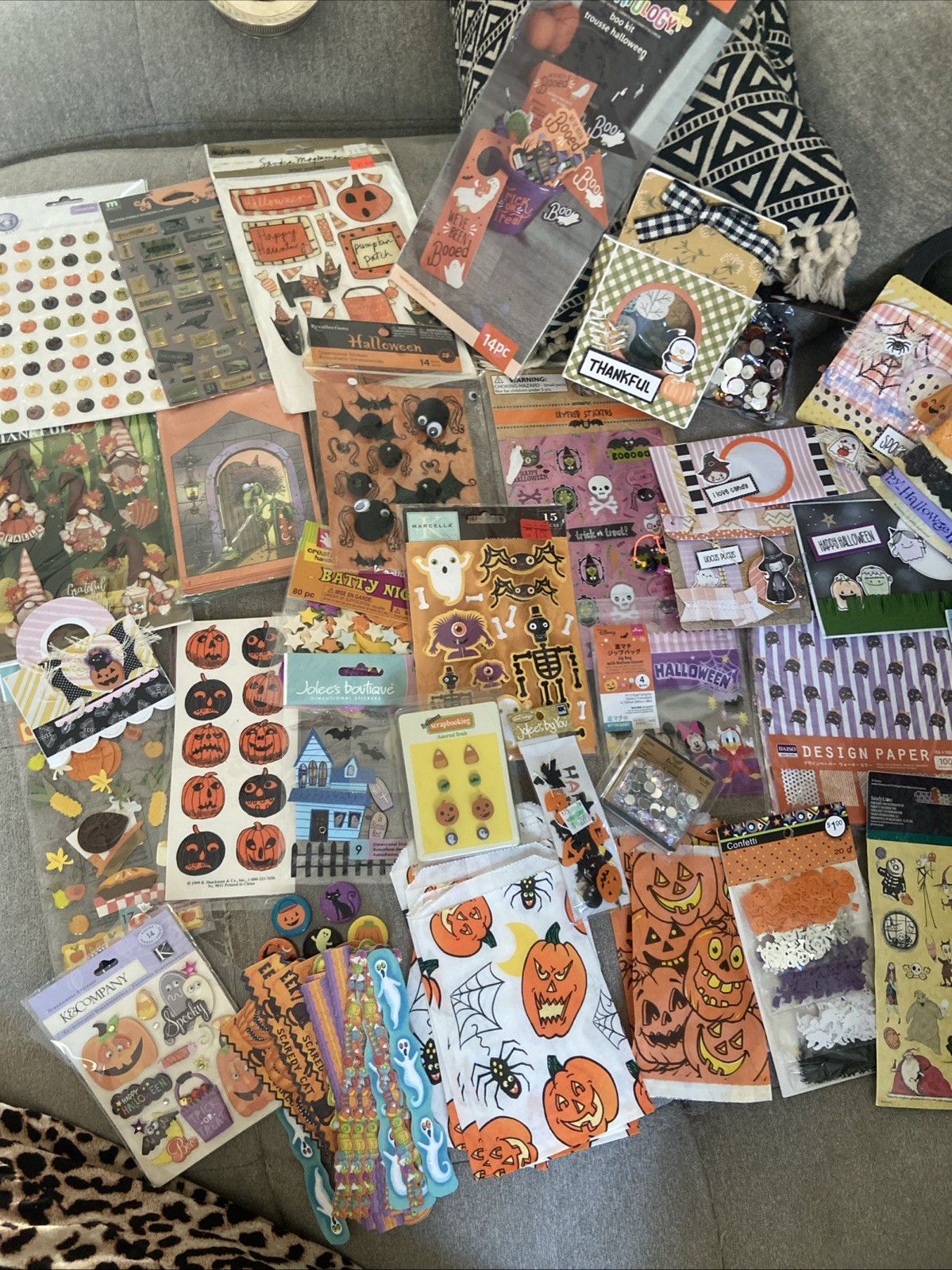 Halloween Scrapbooking & Misc Craft Lot Stickers Vintage Treat Bags More