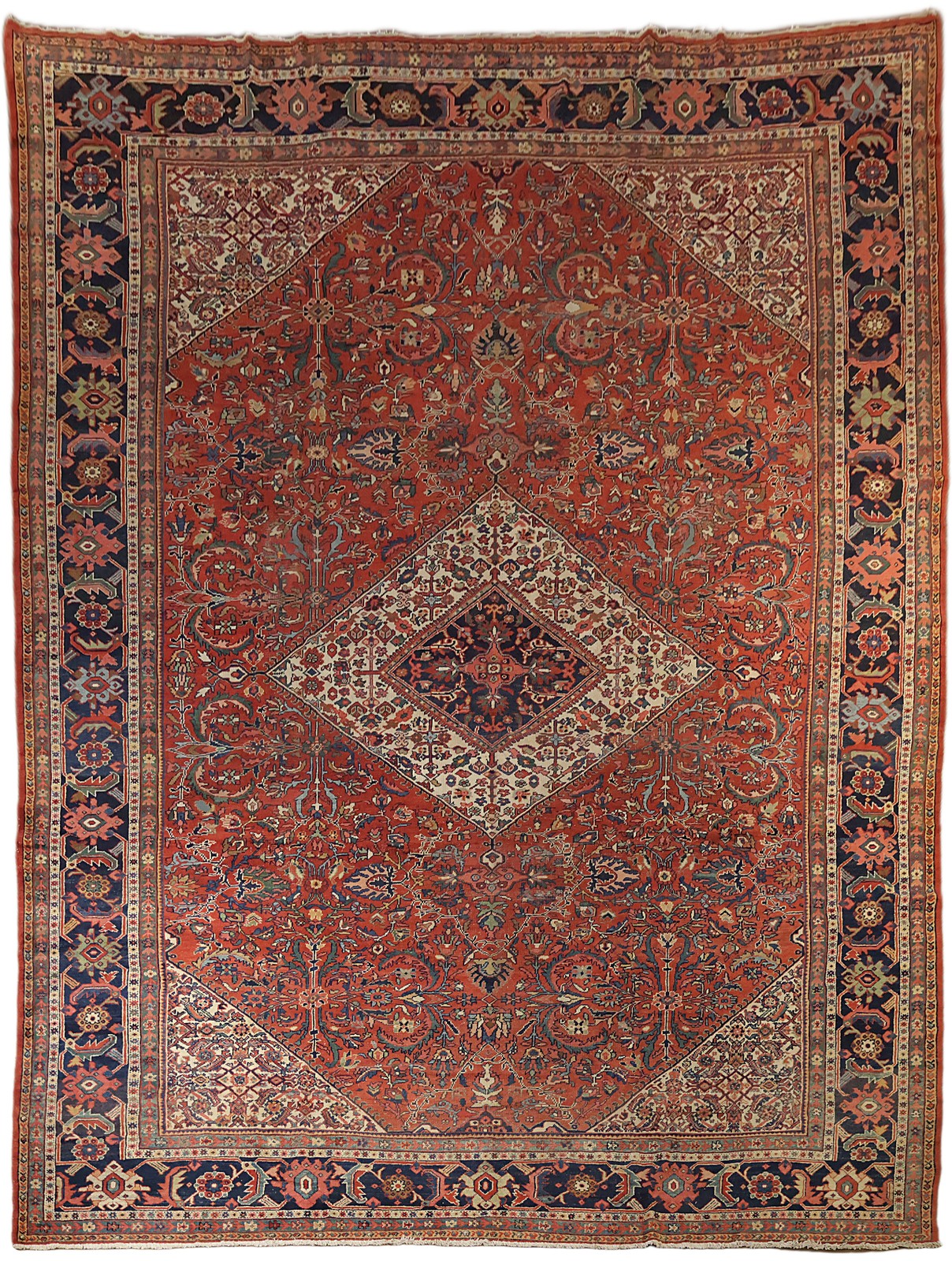 Pre-1900 Antique Traditional Large Rug 10x14 Ft Handmade Oriental Wool Carpet