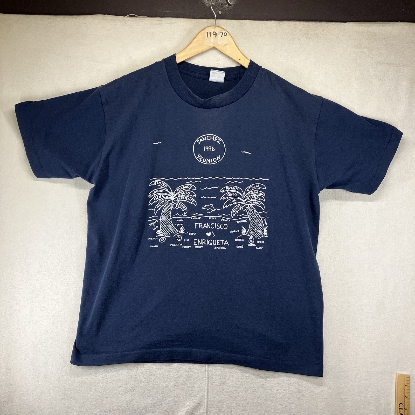 VTG 1996 Faded Navy Blue Single Stitch T-Shirt Mens Large Made in USA Thin 50/50 VTG 1996 Faded Navy Blue Single Stitch T-Shirt Mens Large Made in USA Thin 50/50