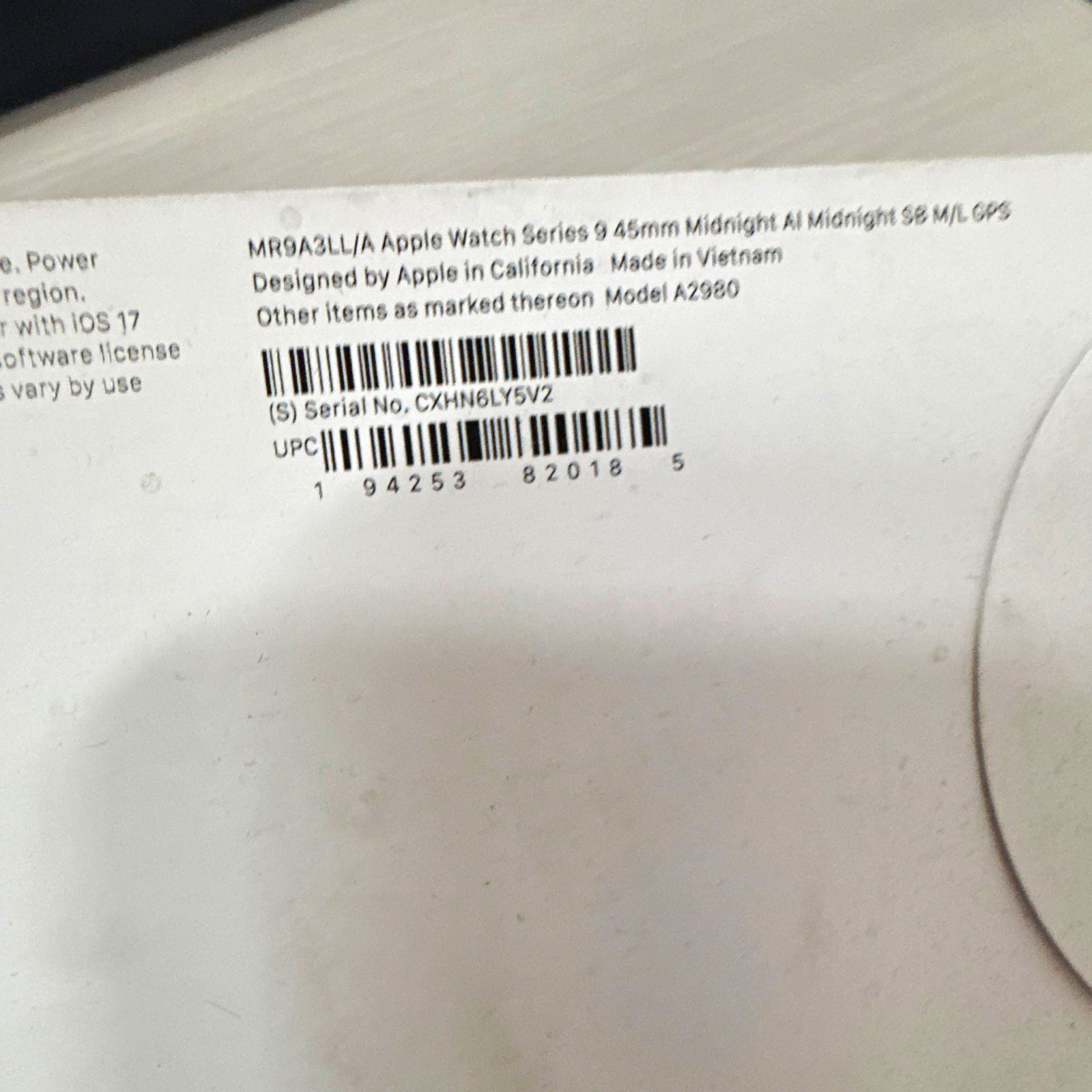 Apple Watch Series 9 45mm Midnight Aluminum Case w/ Midnight Band GPS 64GB Apple Watch Series 9 45mm Midnight Aluminum Case w/ Midnight Band GPS 64GB