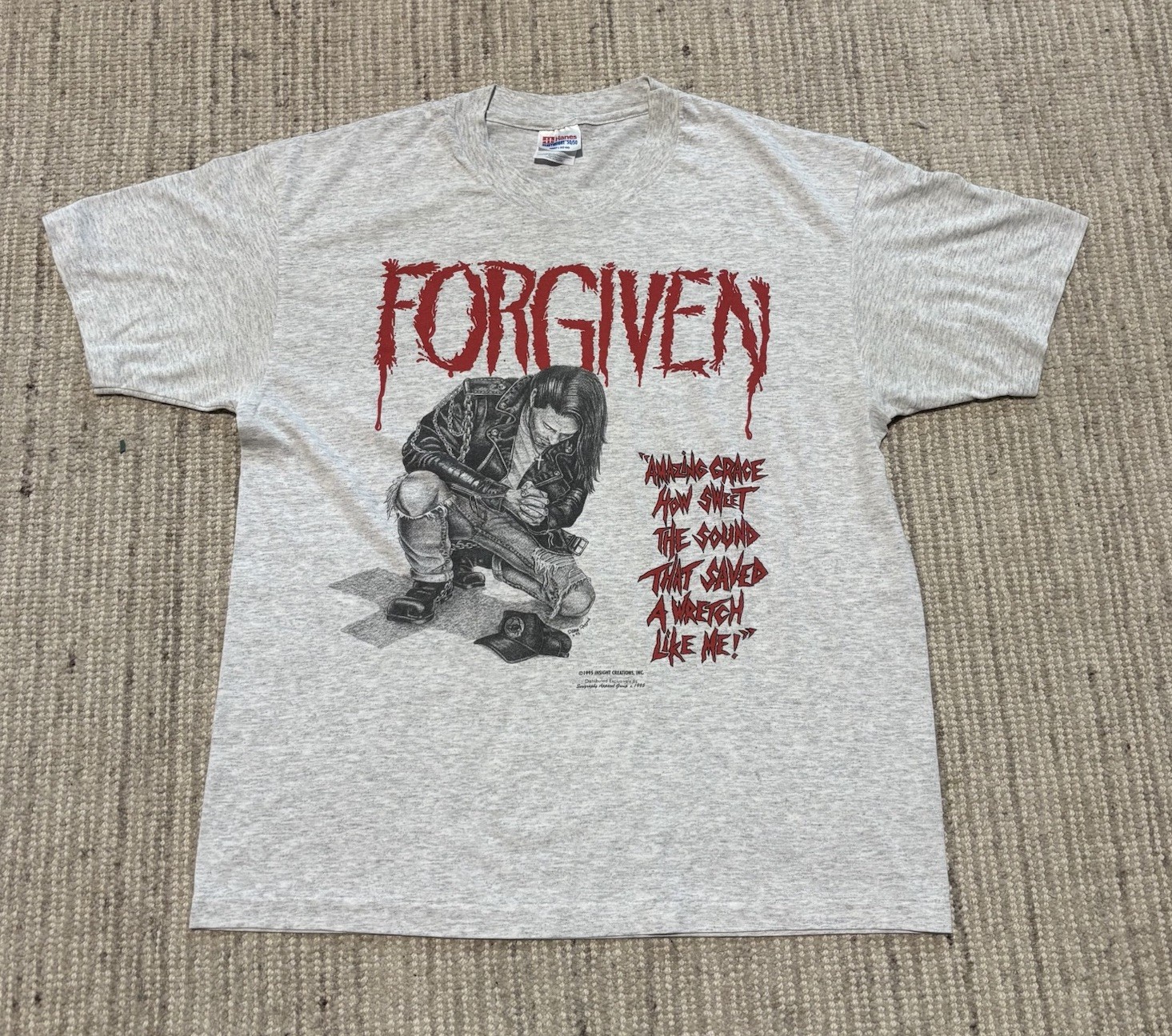 Vintage 1990’s Forgiven Jesus Shirt Punk Rock Rare Grey 50/50 Size Large Vintage 1990’s Forgiven Jesus Shirt Punk Rock Rare Grey 50/50 Size Large
