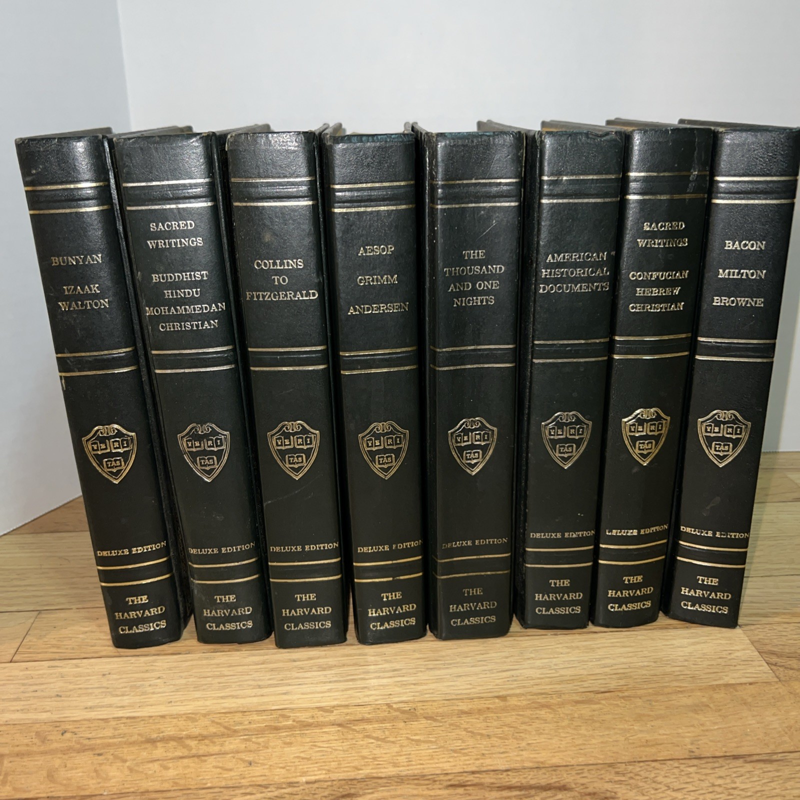 8Pc VTG 1937–1938 Harvard Classics Green & Gold Hardcover Book Lot Library Decor